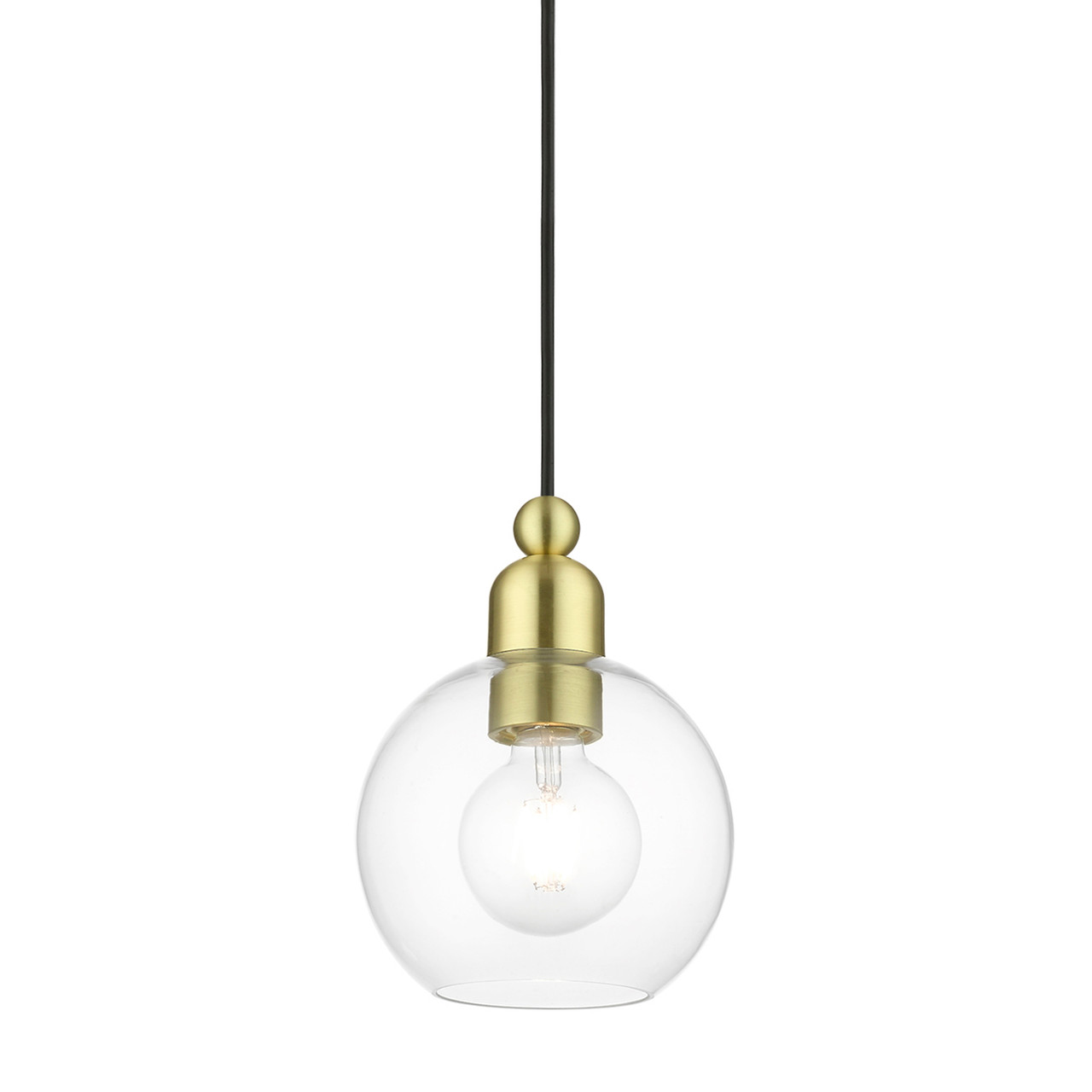 LIVEX LIGHTING 48971-12 1 Light Satin Brass Sphere Mini Pendant