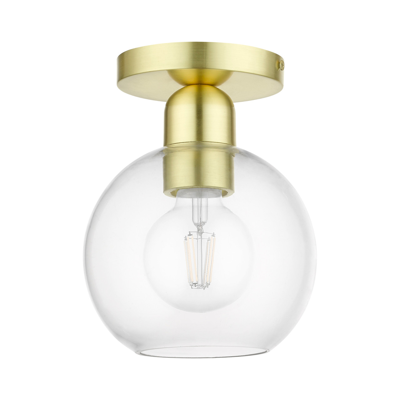 LIVEX LIGHTING 48977-12 1 Light Satin Brass Sphere Semi-Flush