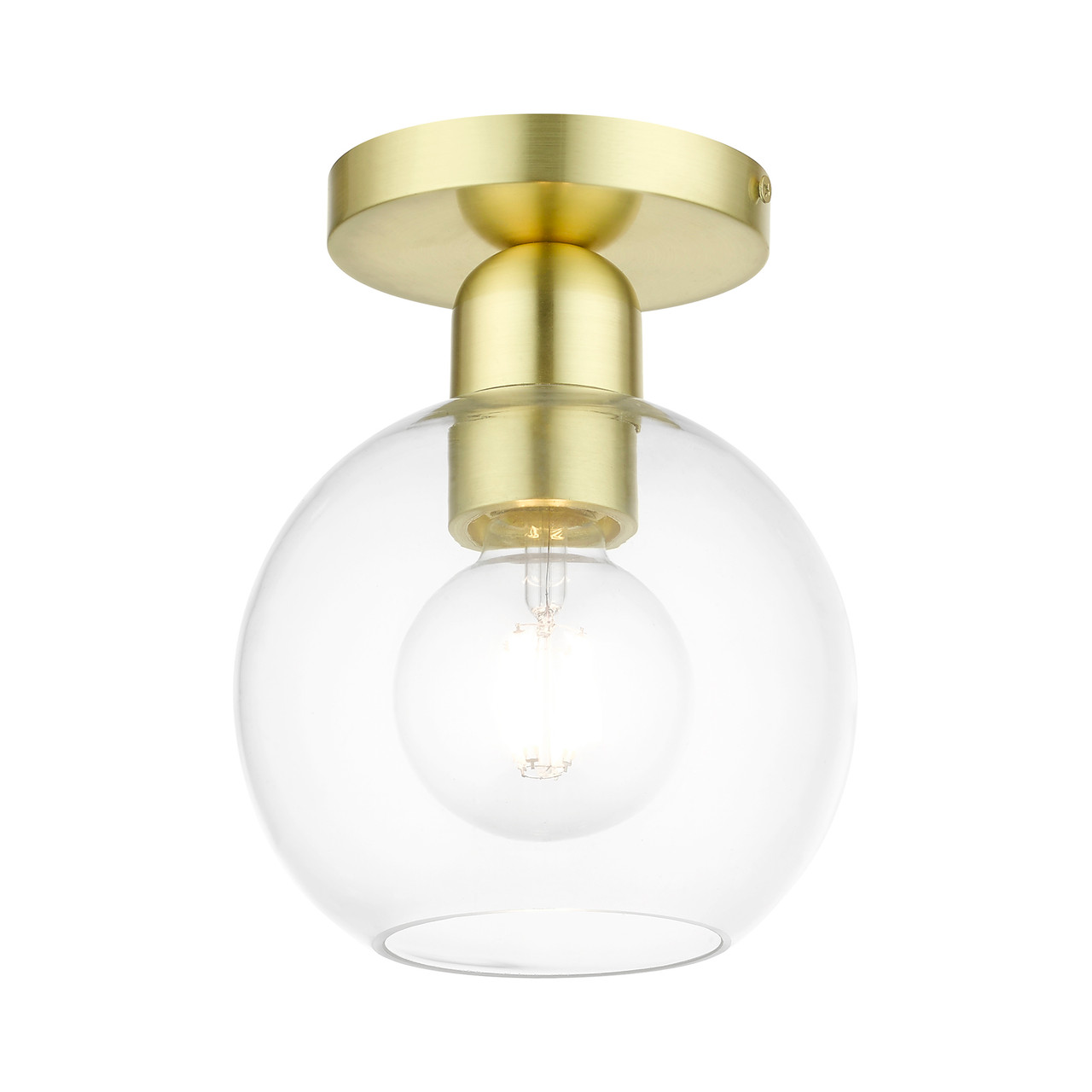 LIVEX LIGHTING 48977-12 1 Light Satin Brass Sphere Semi-Flush