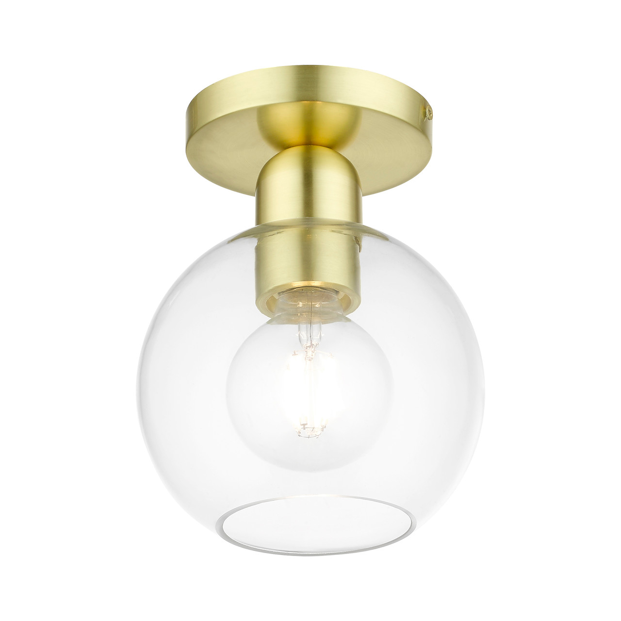 LIVEX LIGHTING 48977-12 1 Light Satin Brass Sphere Semi-Flush