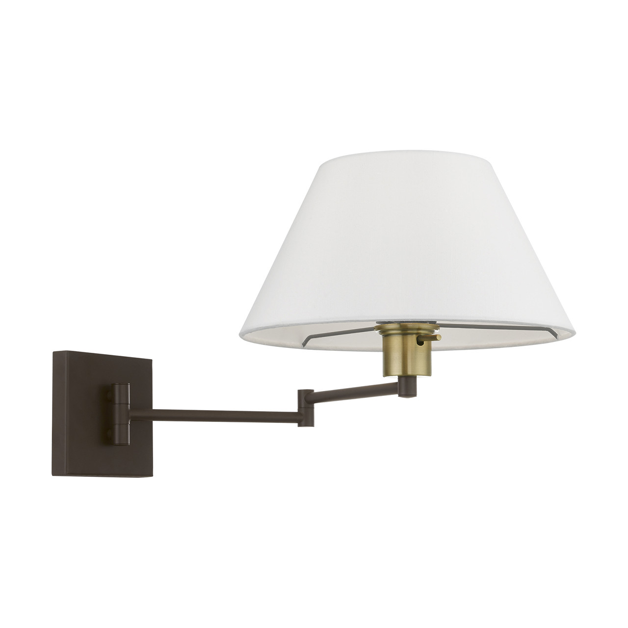 LIVEX LIGHTING 40039-07 1 Light Bronze with Antique Brass Accent Swing Arm Wall Lamp