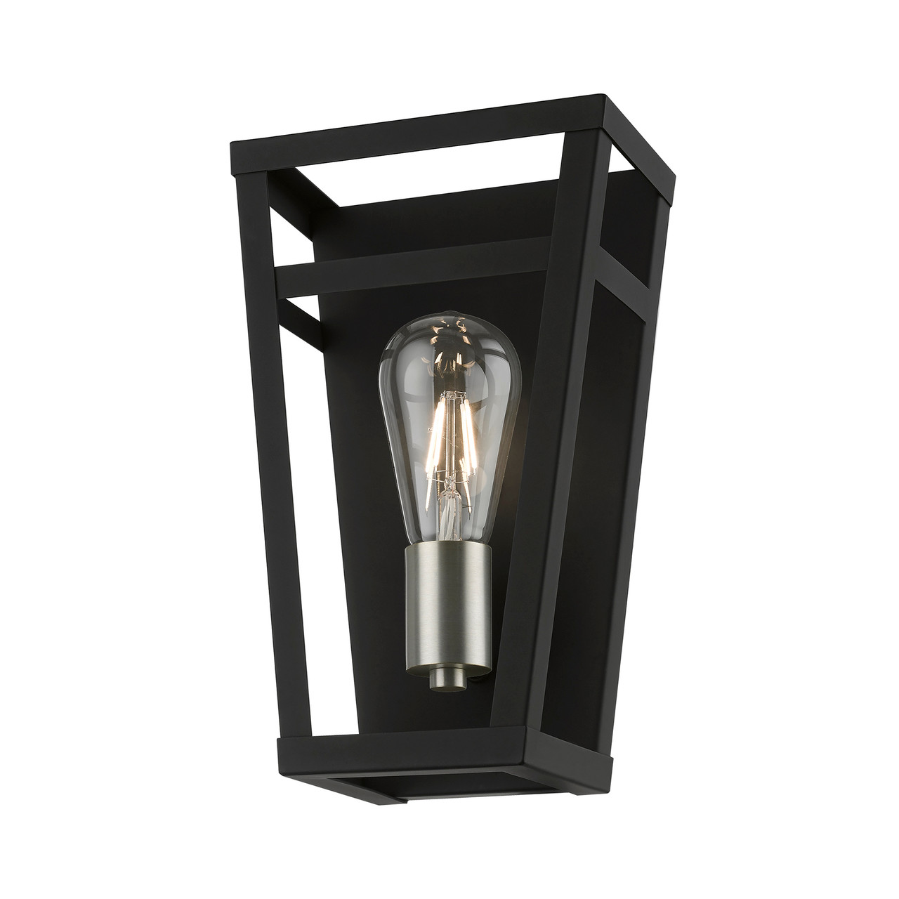 LIVEX LIGHTING 49567-04 1 Light Black with Brushed Nickel Accents ADA Sconce