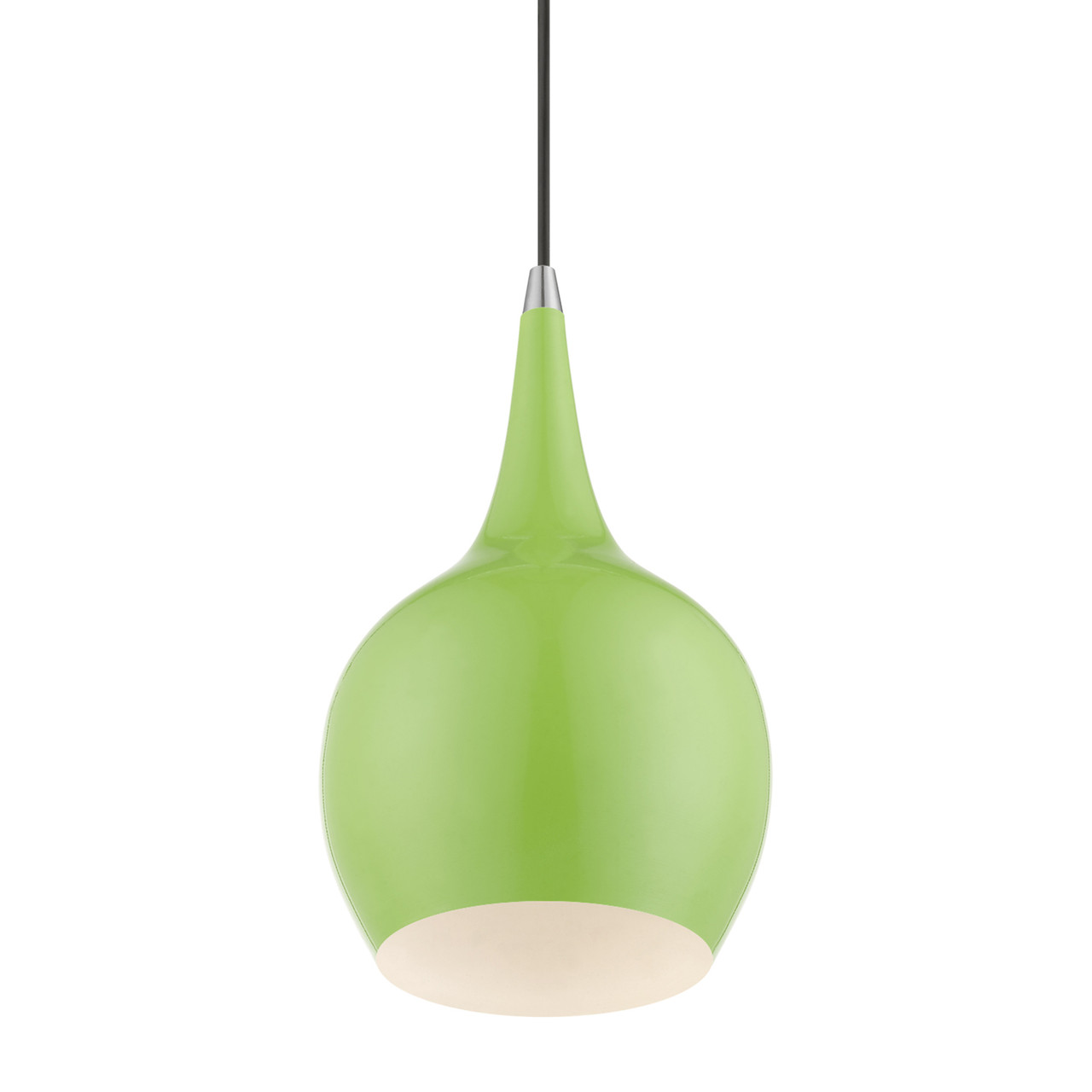 LIVEX LIGHTING 49016-78 1 Light Shiny Apple Green with Polished Chrome Accents Mini Pendant