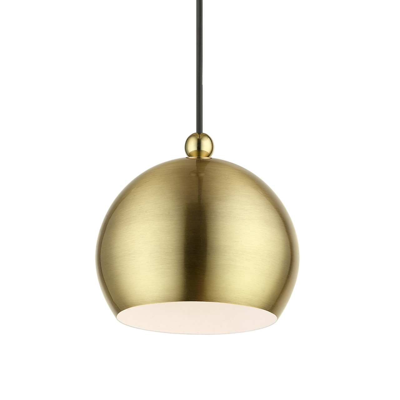 LIVEX LIGHTING 45481-01 1 Light Antique Brass with Polished Brass Accents Globe Mini Pendant