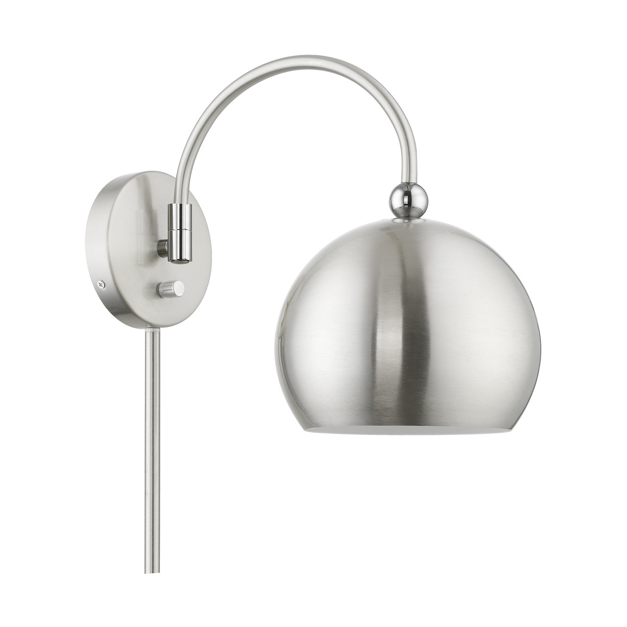 LIVEX LIGHTING 45489-91 1 Light Brushed Nickel with Polished Chrome Accents Swing Arm Wall Lamp