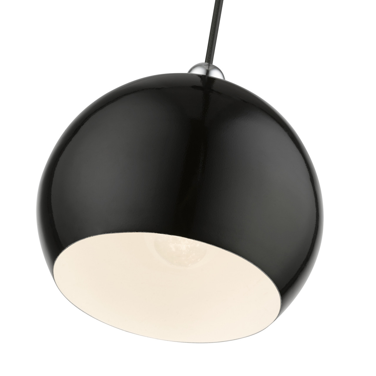 LIVEX LIGHTING 45481-68 1 Light Shiny Black with Polished Chrome Accents Globe Mini Pendant