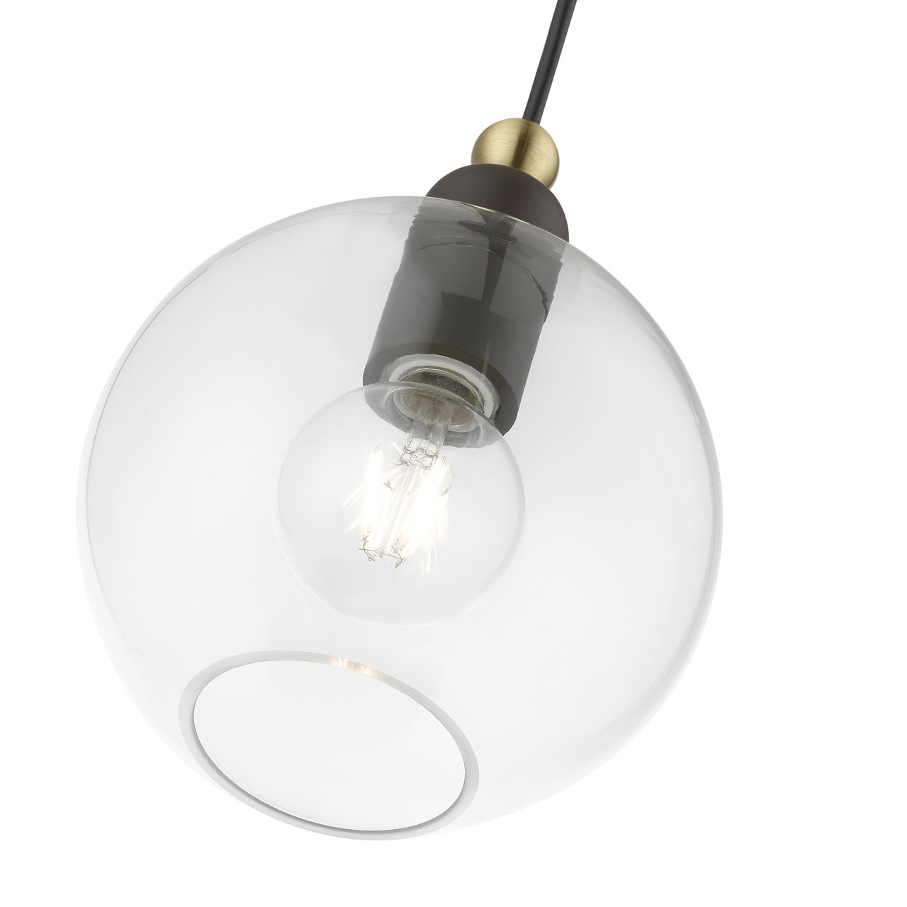 LIVEX LIGHTING 48972-07 1 Light Bronze with Antique Brass Accents Sphere Pendant