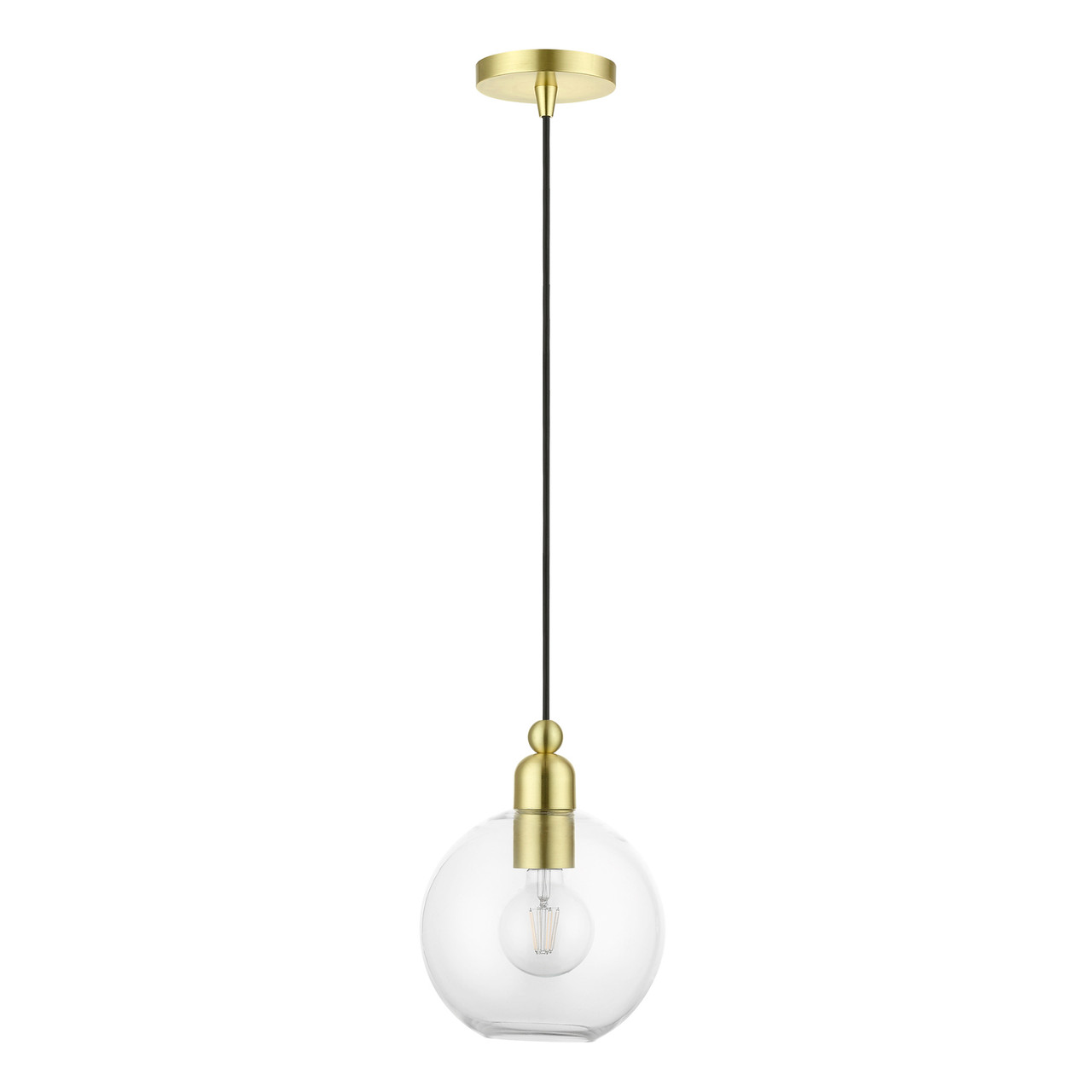 LIVEX LIGHTING 48972-12 1 Light Satin Brass Sphere Pendant