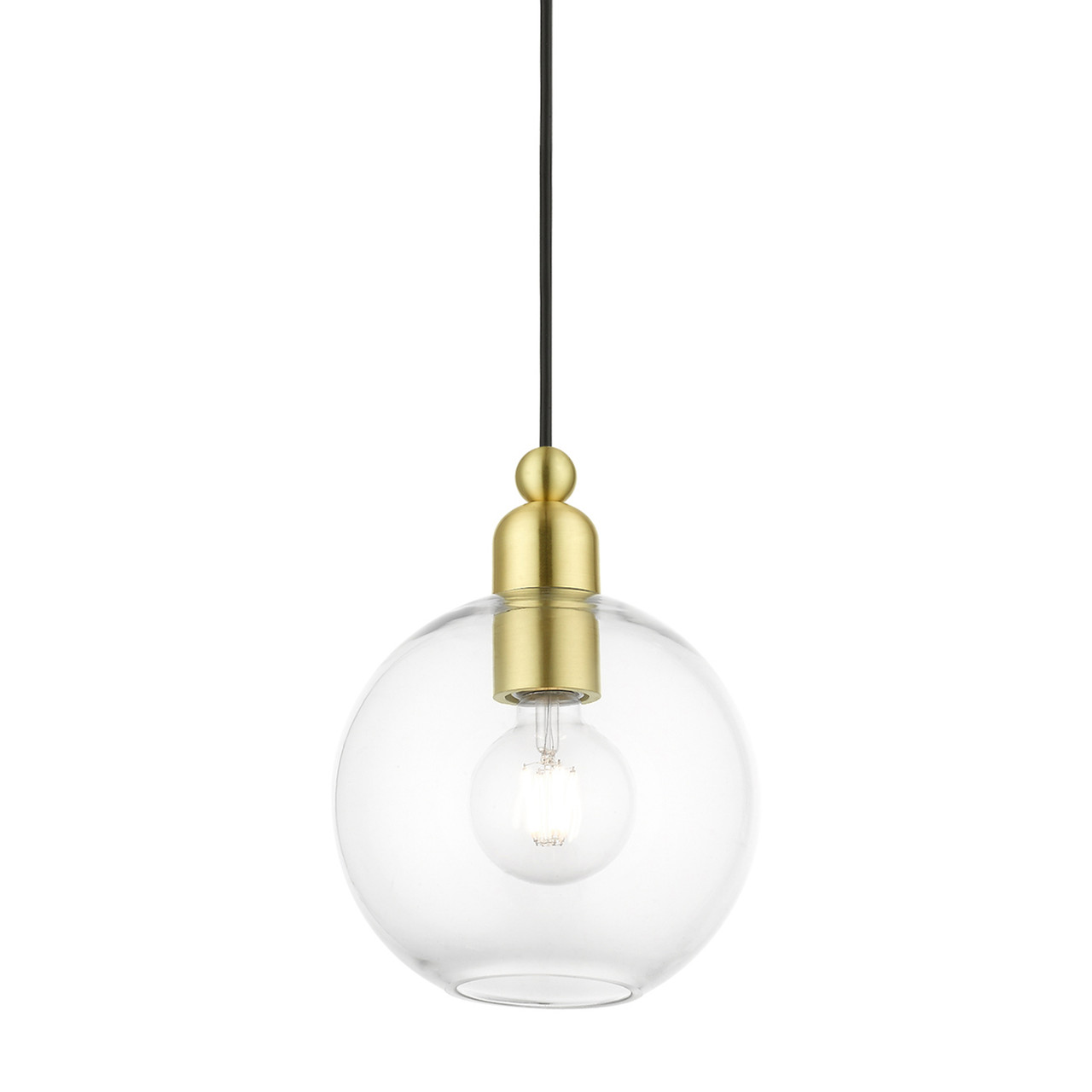 LIVEX LIGHTING 48972-12 1 Light Satin Brass Sphere Pendant