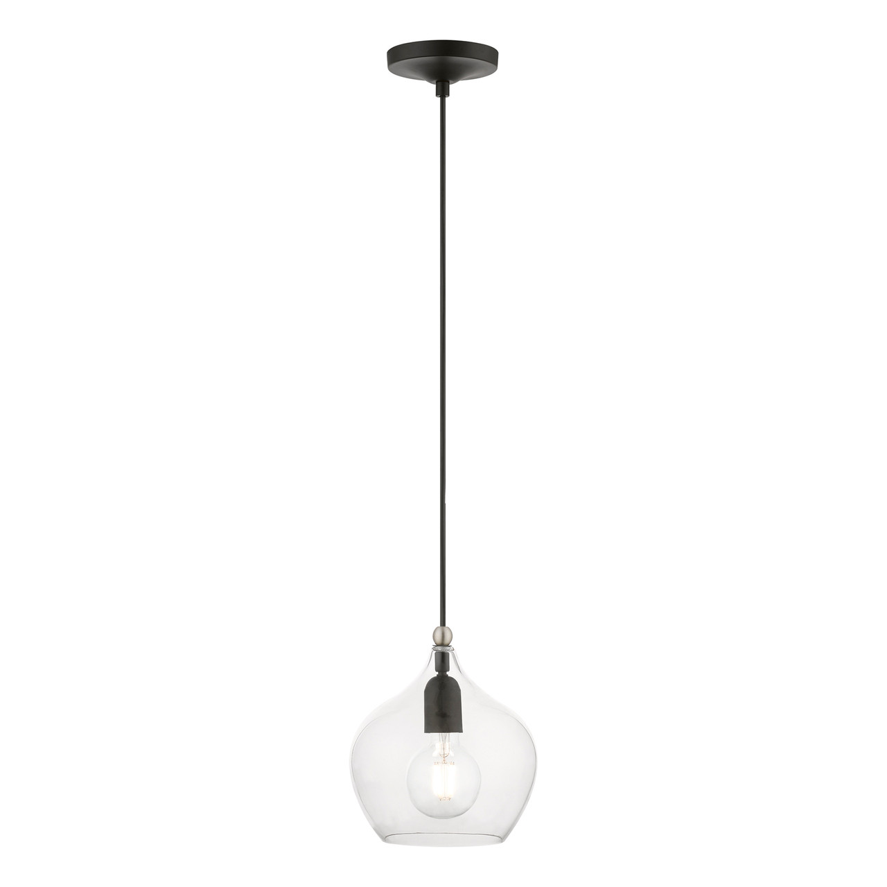 LIVEX LIGHTING 49088-04 1 Light Black with Brushed Nickel Accent Pendant