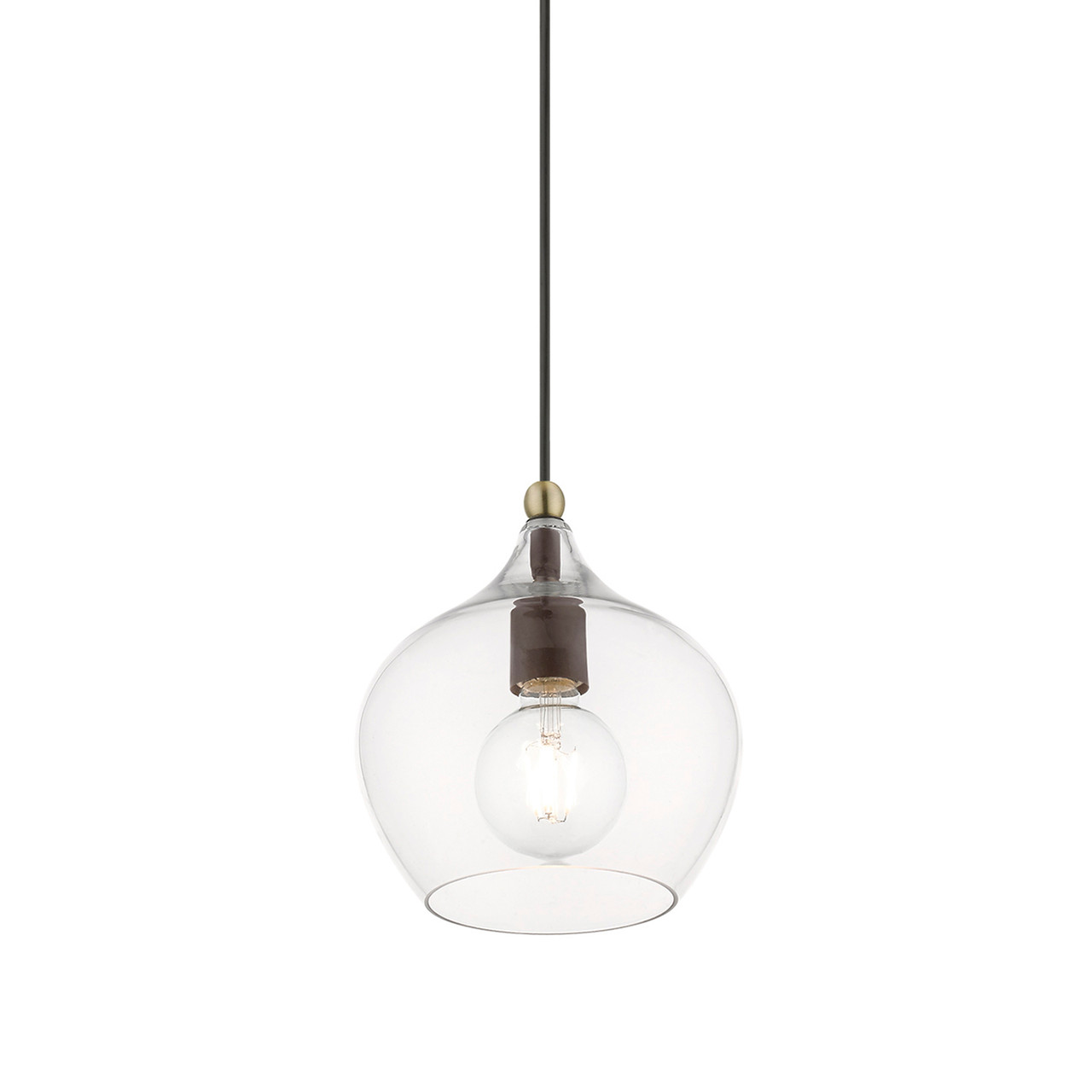 LIVEX LIGHTING 49088-07 1 Light Bronze with Antique Brass Accent Pendant