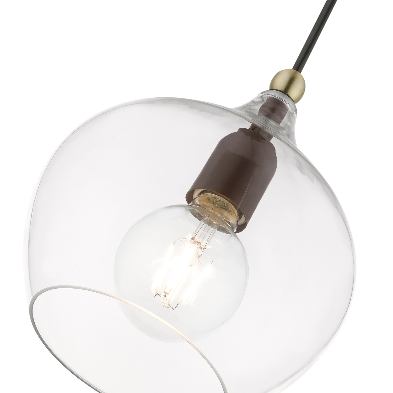 LIVEX LIGHTING 49088-07 1 Light Bronze with Antique Brass Accent Pendant