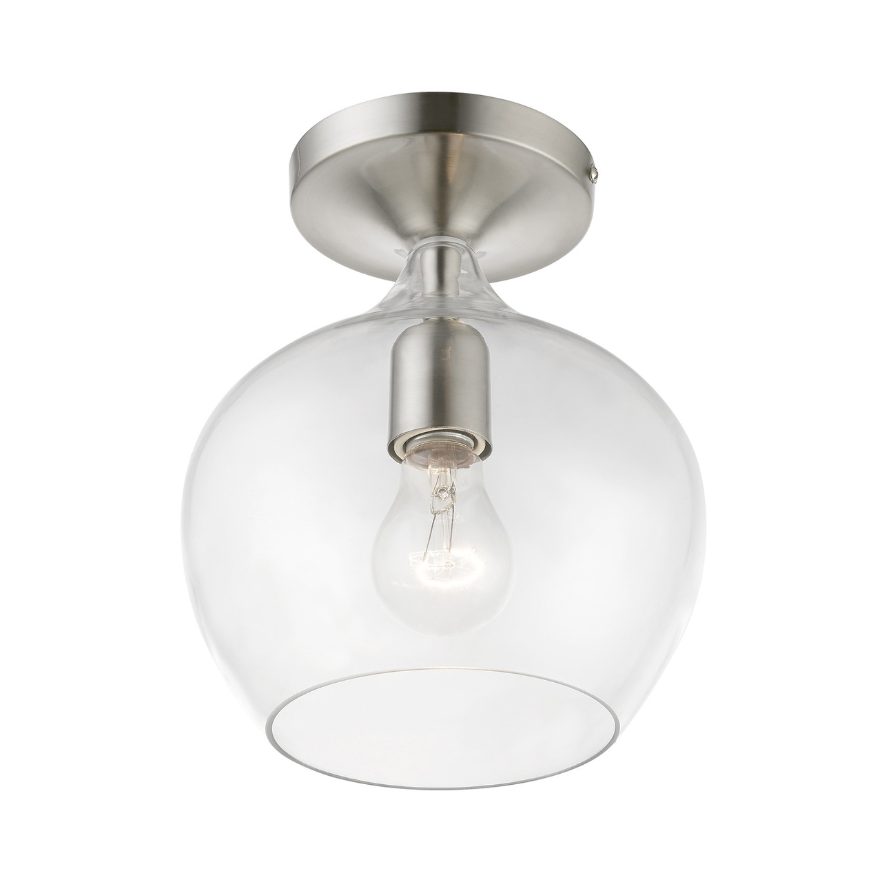 LIVEX LIGHTING 49087-91 1 Light Brushed Nickel Semi-Flush