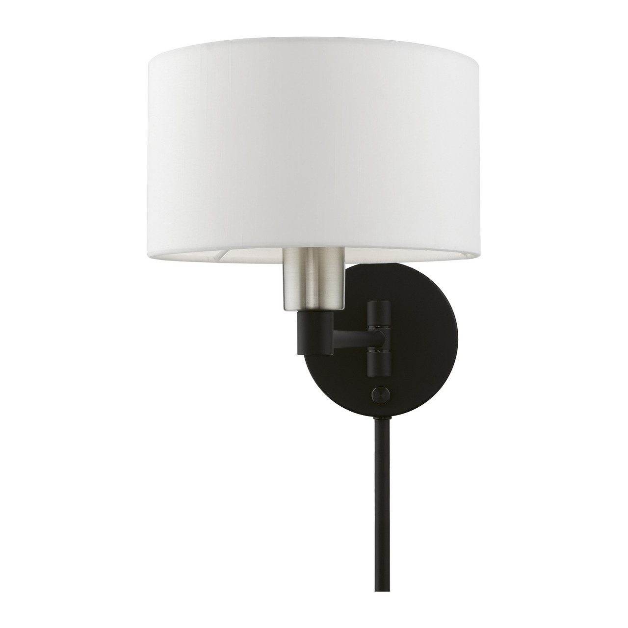 LIVEX LIGHTING 40080-04 1 Light Black with Brushed Nickel Accent Swing Arm Wall Lamp