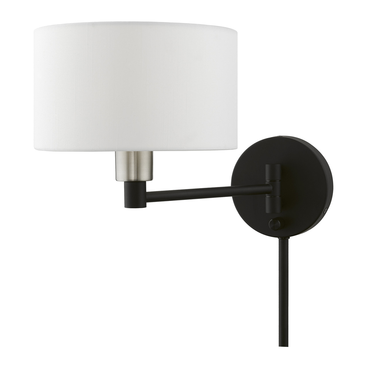LIVEX LIGHTING 40080-04 1 Light Black with Brushed Nickel Accent Swing Arm Wall Lamp