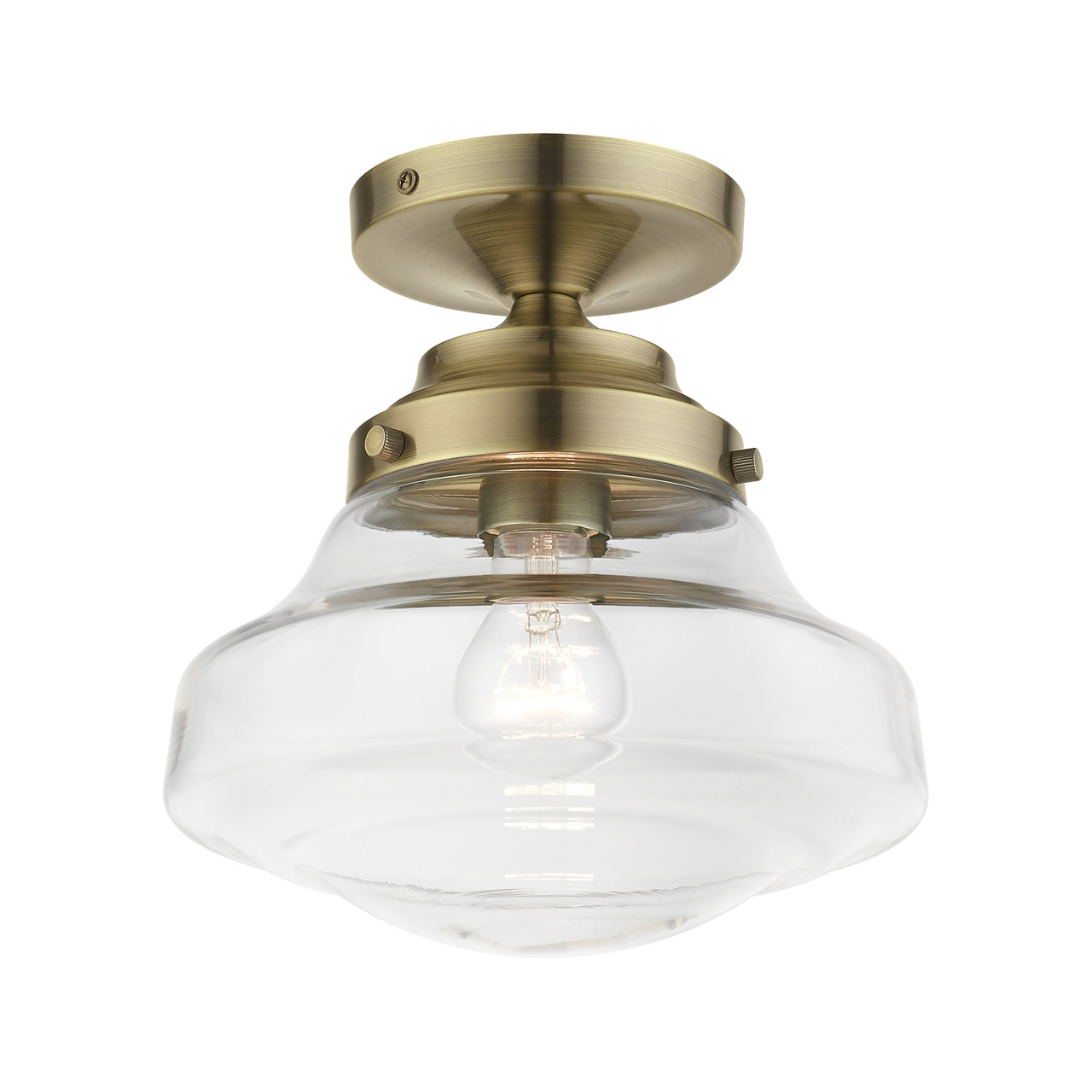 LIVEX LIGHTING 41291-01 1 Light Antique Brass Semi-Flush