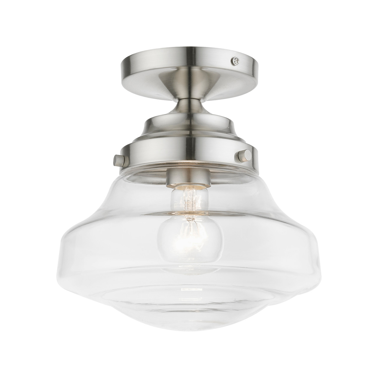 LIVEX LIGHTING 41291-91 1 Light Brushed Nickel Semi-Flush