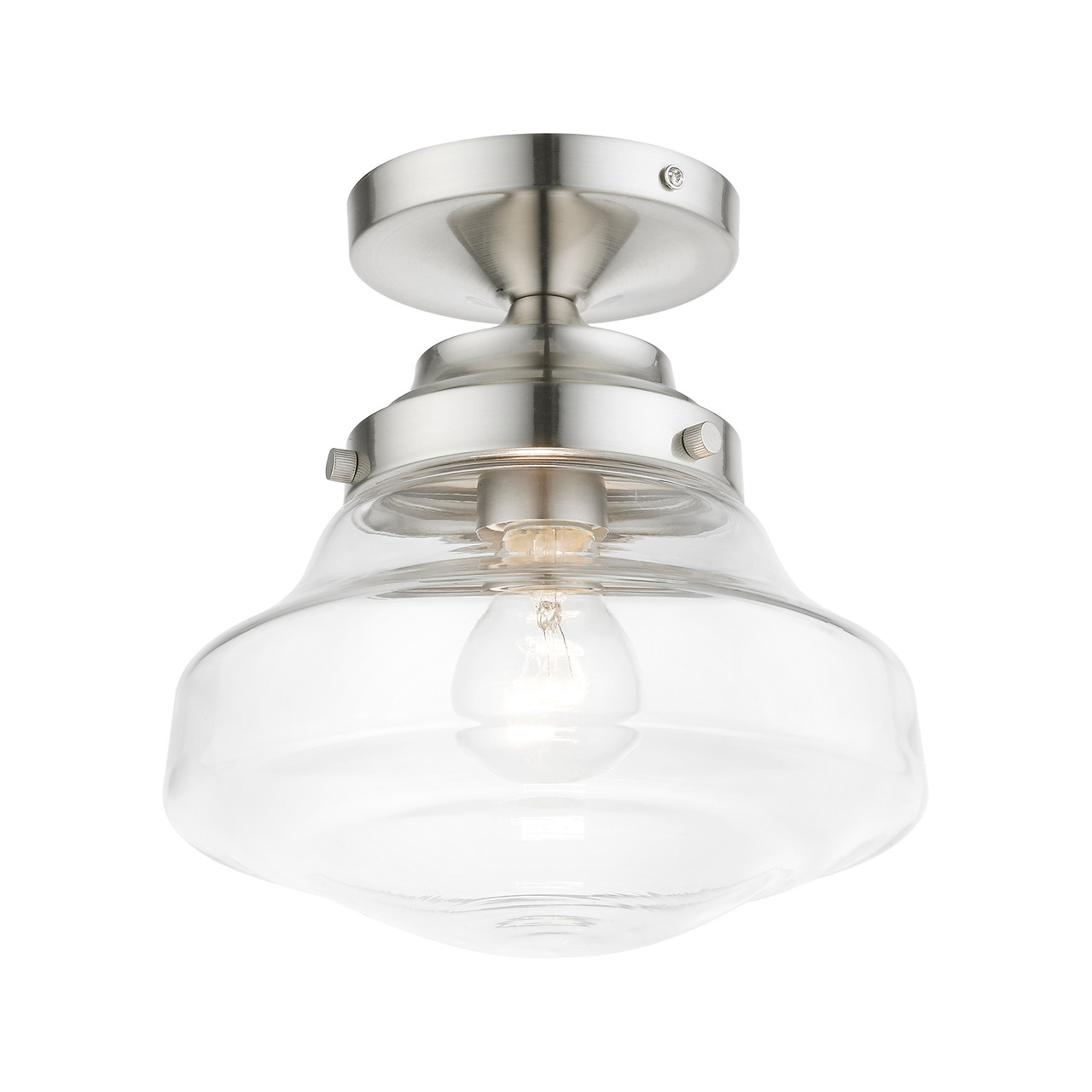 LIVEX LIGHTING 41291-91 1 Light Brushed Nickel Semi-Flush