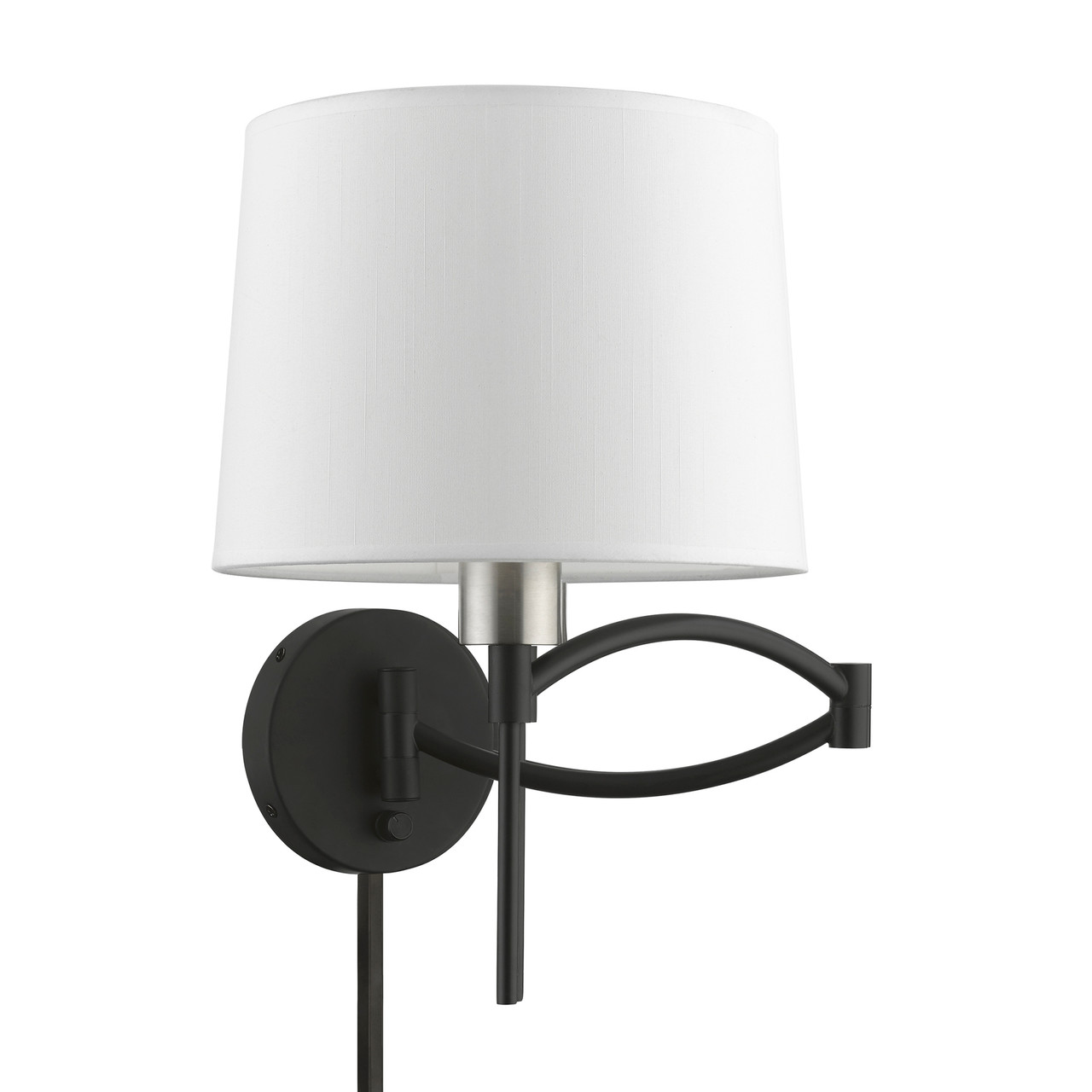 LIVEX LIGHTING 40044-04 1 Light Black with Brushed Nickel Accent Swing Arm Wall Lamp