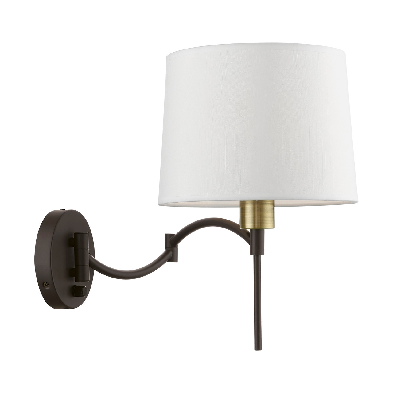 LIVEX LIGHTING 40044-07 1 Light Bronze with Antique Brass Accent Swing Arm Wall Lamp