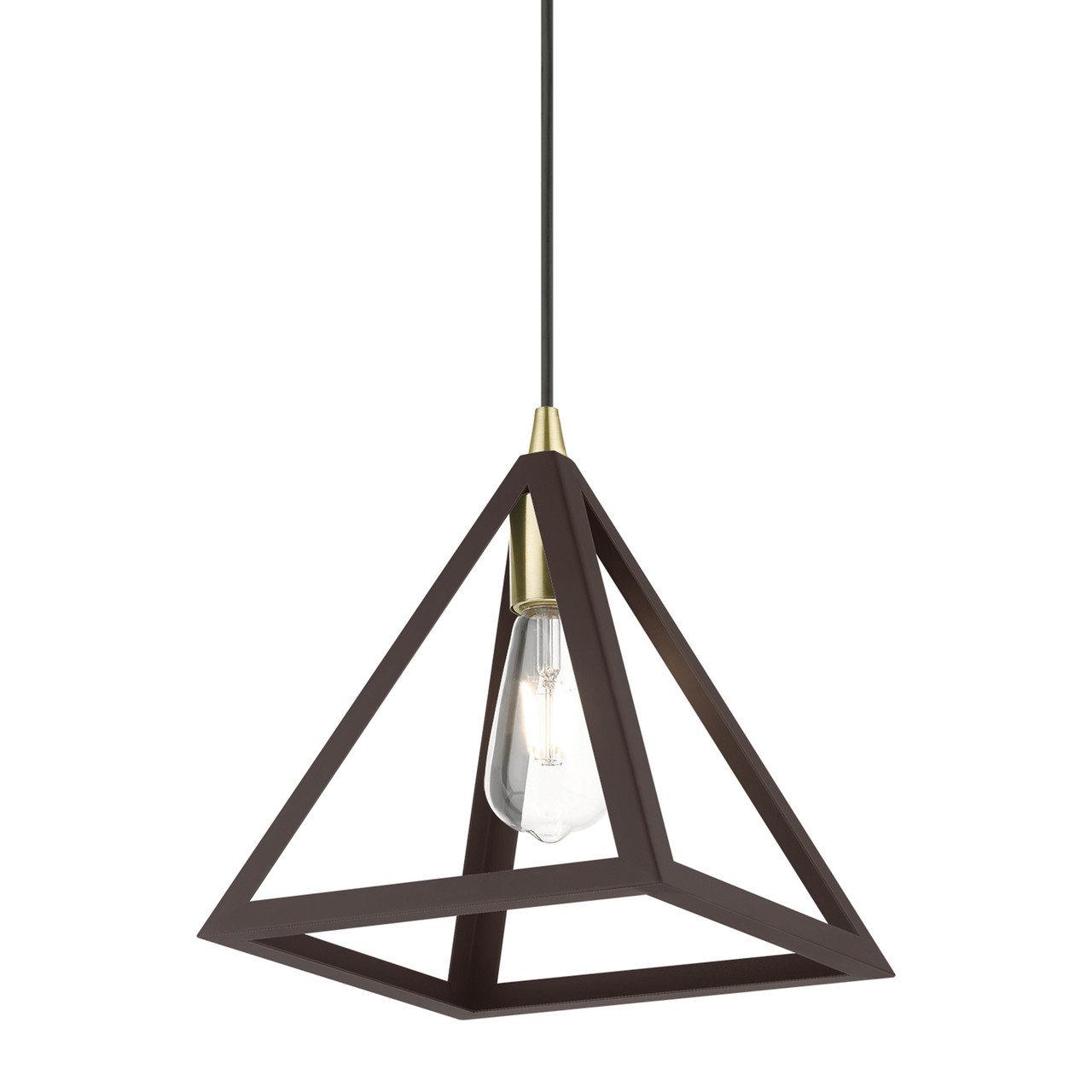 LIVEX LIGHTING 41329-07 1 Light Bronze with Antique Brass Accents Pendant