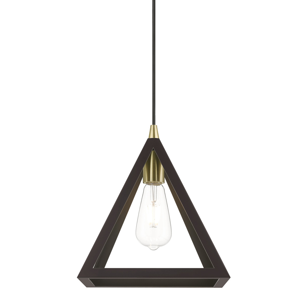 LIVEX LIGHTING 41329-07 1 Light Bronze with Antique Brass Accents Pendant