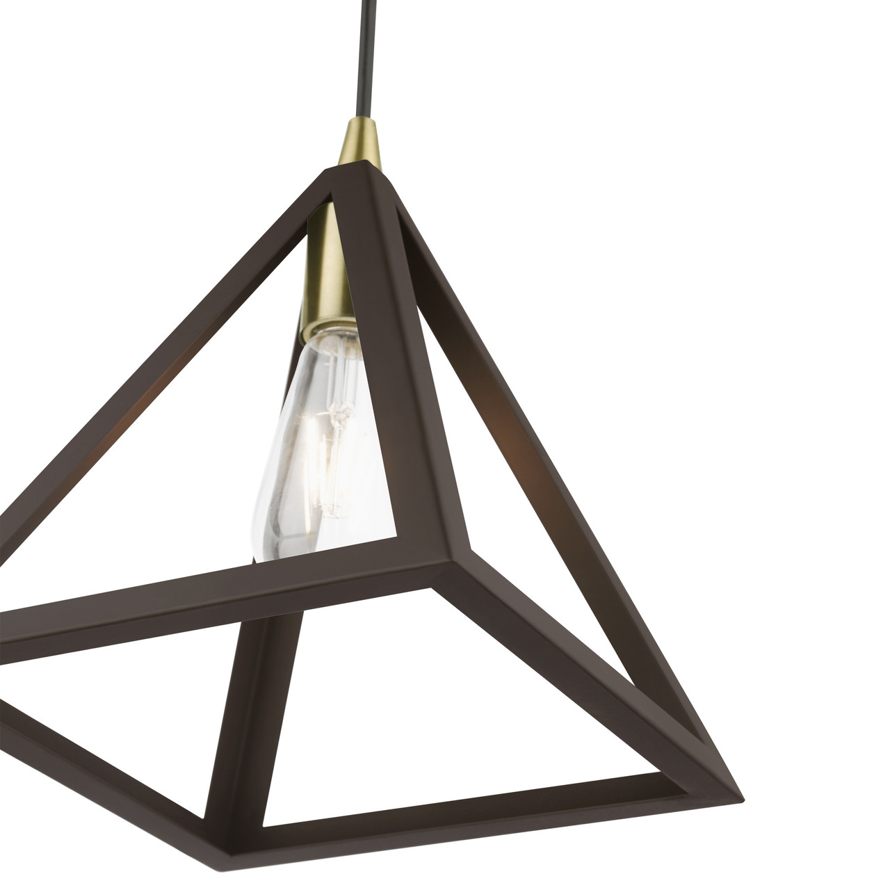 LIVEX LIGHTING 41329-07 1 Light Bronze with Antique Brass Accents Pendant