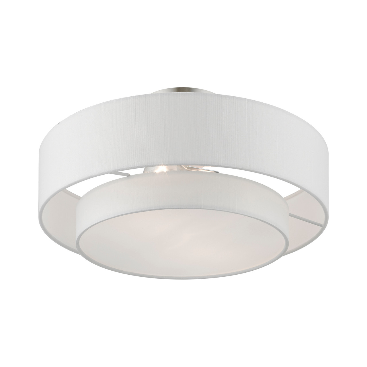 LIVEX LIGHTING 47153-91 2 Light Brushed Nickel Semi-Flush