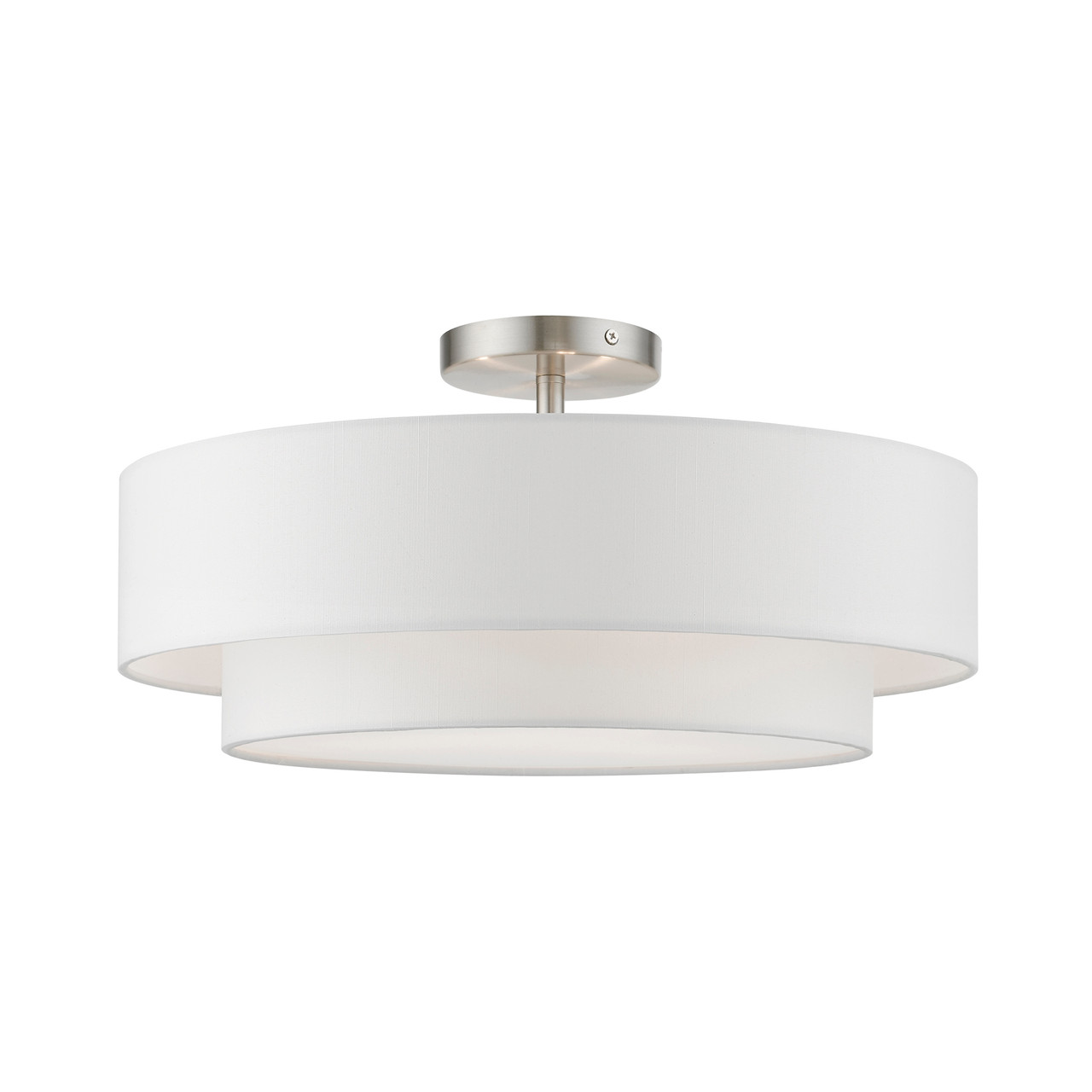 LIVEX LIGHTING 47154-91 3 Light Brushed Nickel Semi-Flush