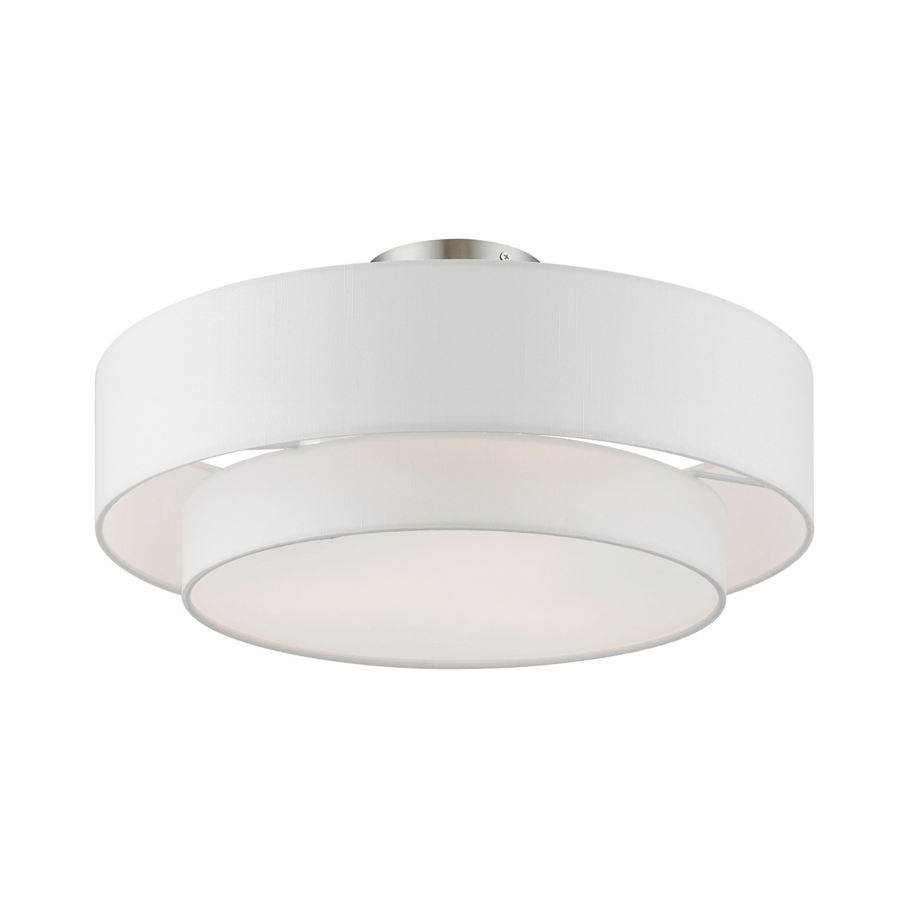 LIVEX LIGHTING 47154-91 3 Light Brushed Nickel Semi-Flush