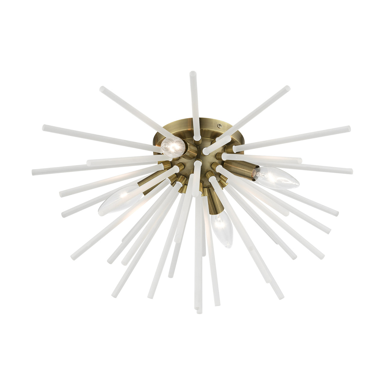 LIVEX LIGHTING 48820-01 4 Light Antique Brass Flush Mount