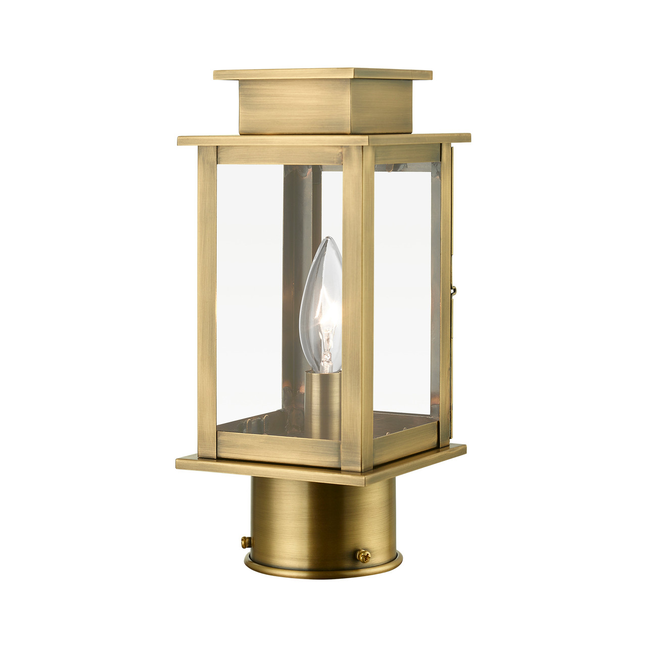 LIVEX LIGHTING 20201-01 1 Light Antique Brass Outdoor Mini Post Top Lantern