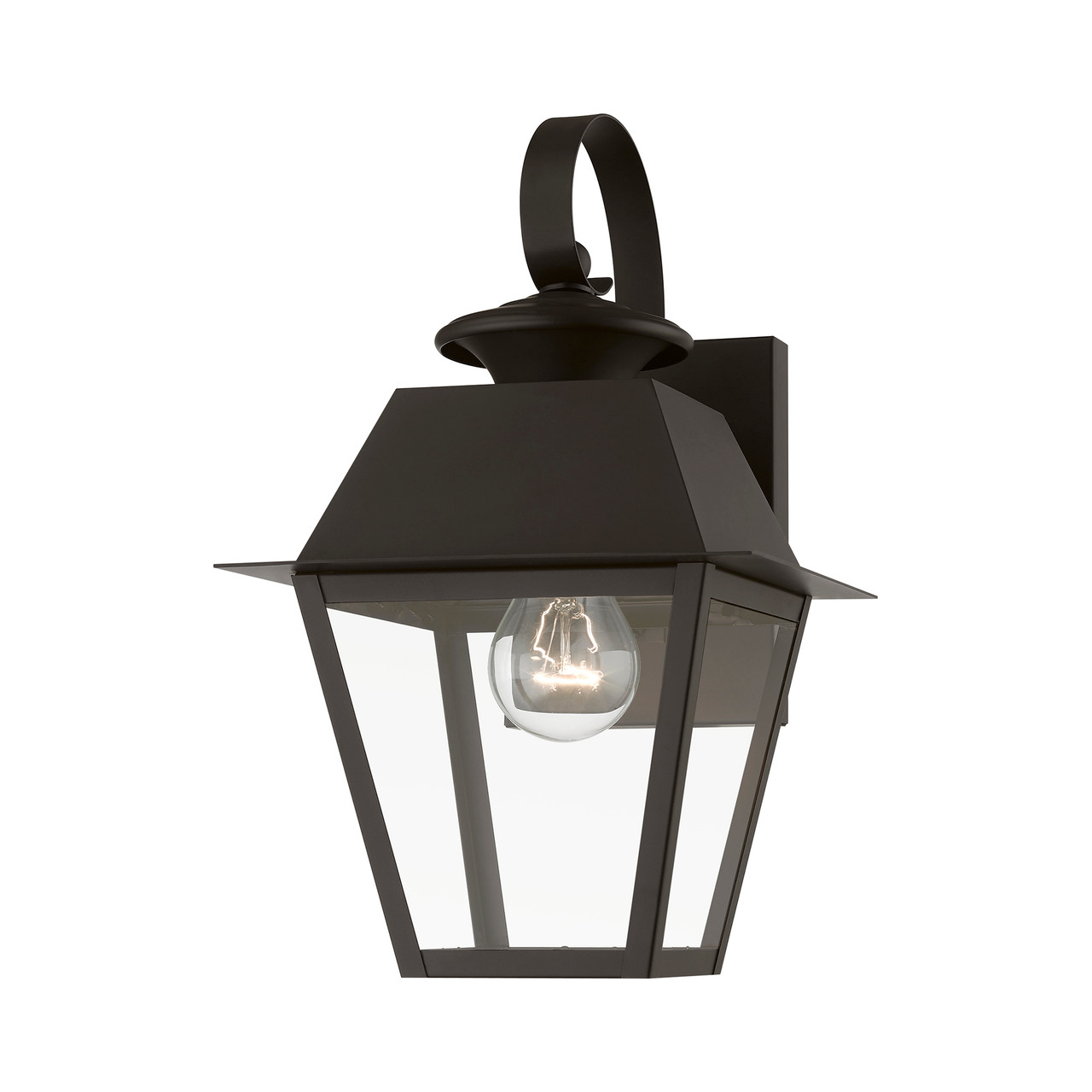 LIVEX LIGHTING 27212-07 1 Light Bronze with Antique Brass Finish Cluster Outdoor Small Wall Lantern