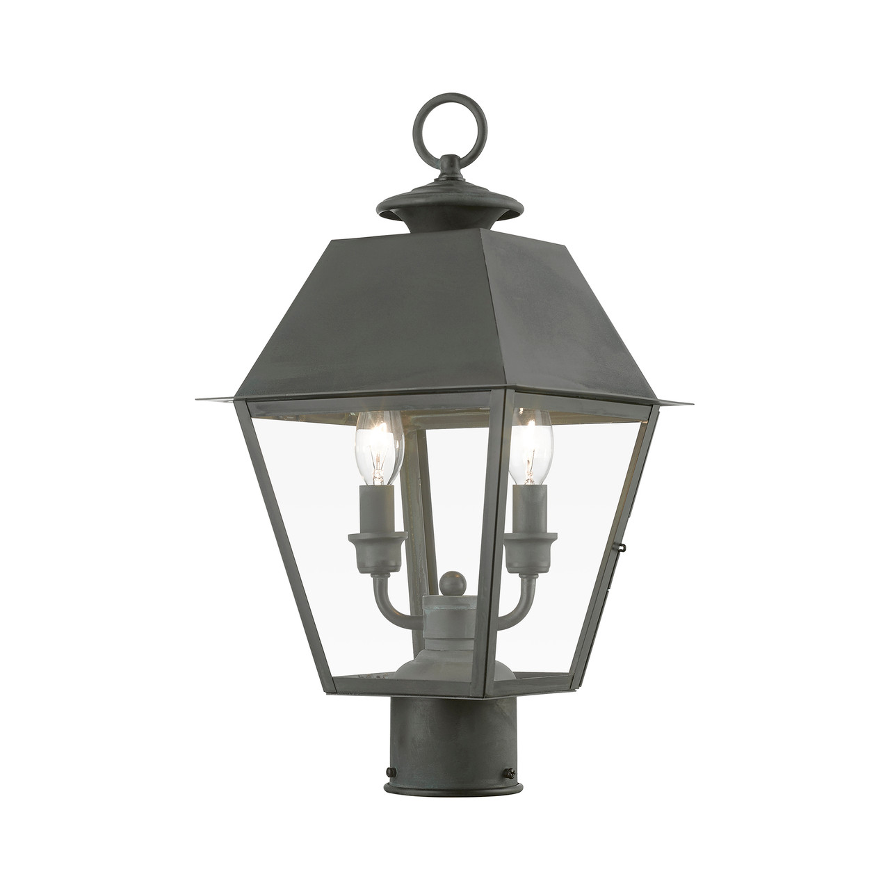 LIVEX LIGHTING 27216-61 2 Light Charcoal Outdoor Medium Post Top Lantern