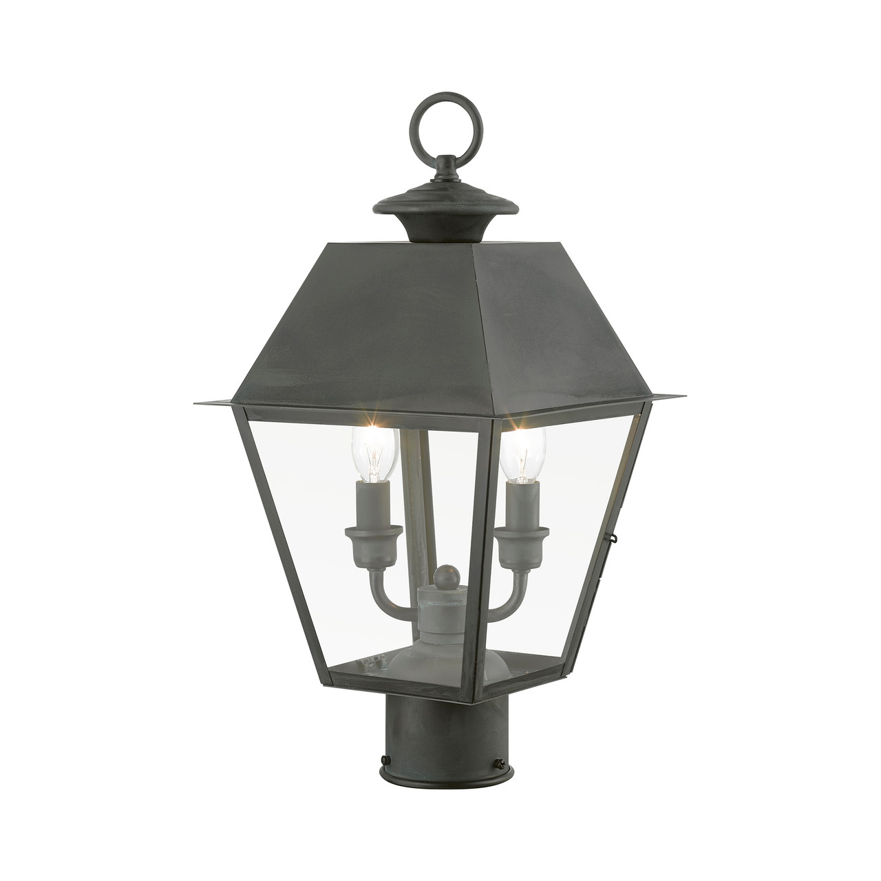 LIVEX LIGHTING 27216-61 2 Light Charcoal Outdoor Medium Post Top Lantern