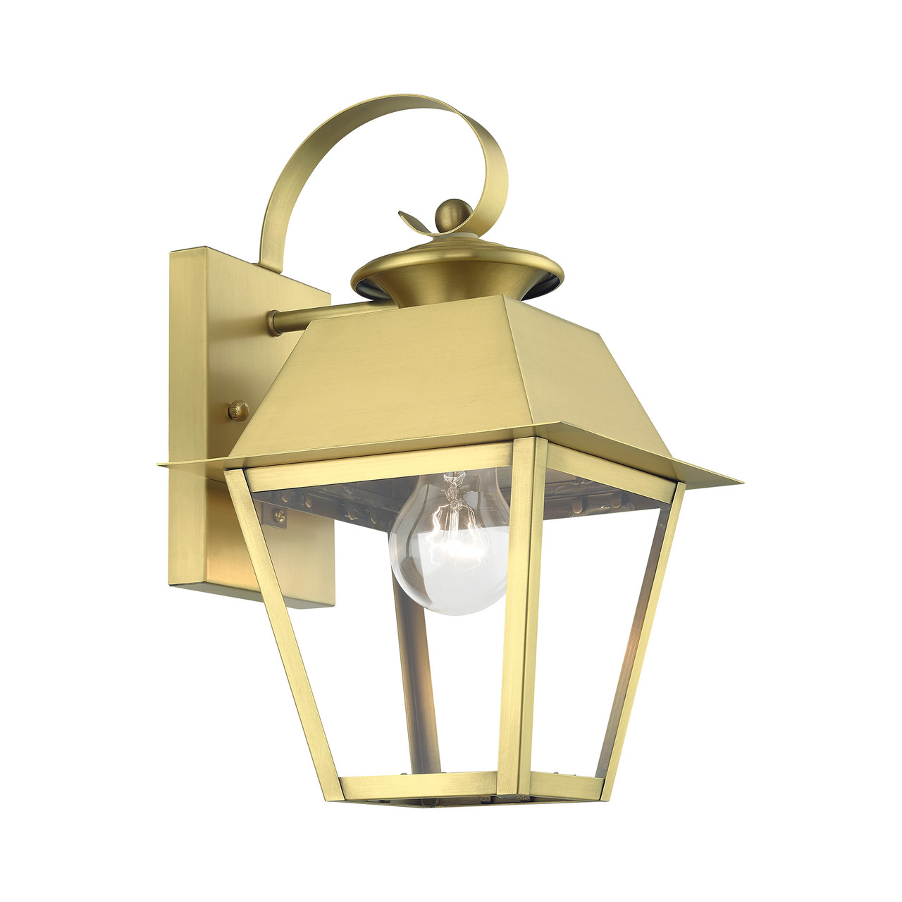 LIVEX LIGHTING 27212-08 1 Light Natural Brass Outdoor Small Wall Lantern