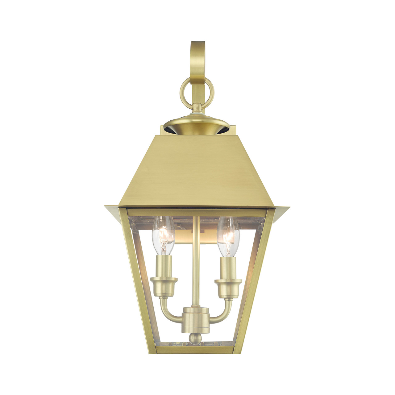 LIVEX LIGHTING 27215-08 2 Light Natural Brass Outdoor Medium Wall Lantern