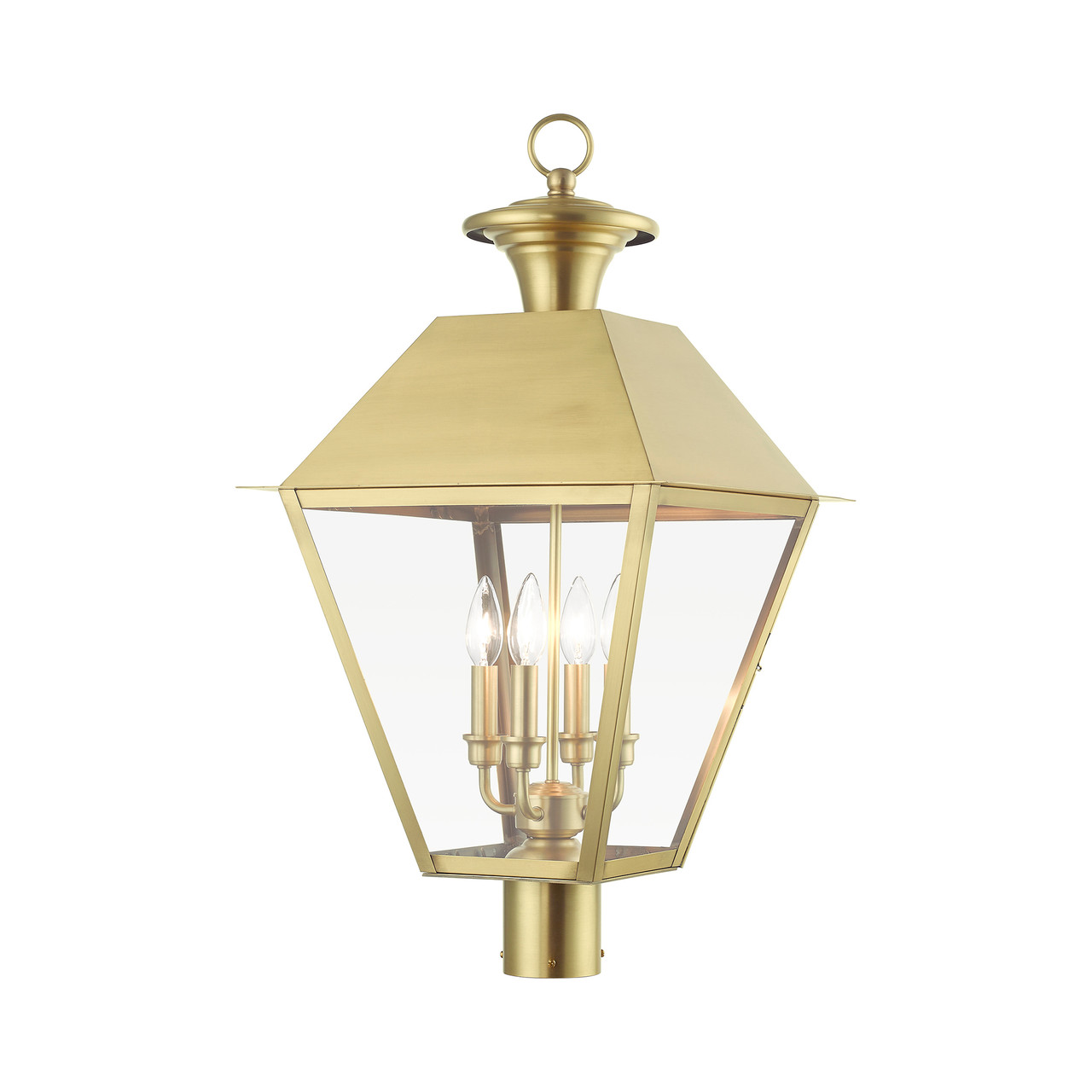 LIVEX LIGHTING 27223-08 4 Light Natural Brass Outdoor Extra Large Post Top Lantern