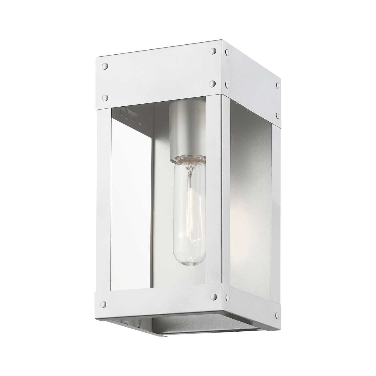 LIVEX LIGHTING 20871-81 1 Light Painted Satin Nickel with Brushed Nickel Candle Outdoor Wall Lantern