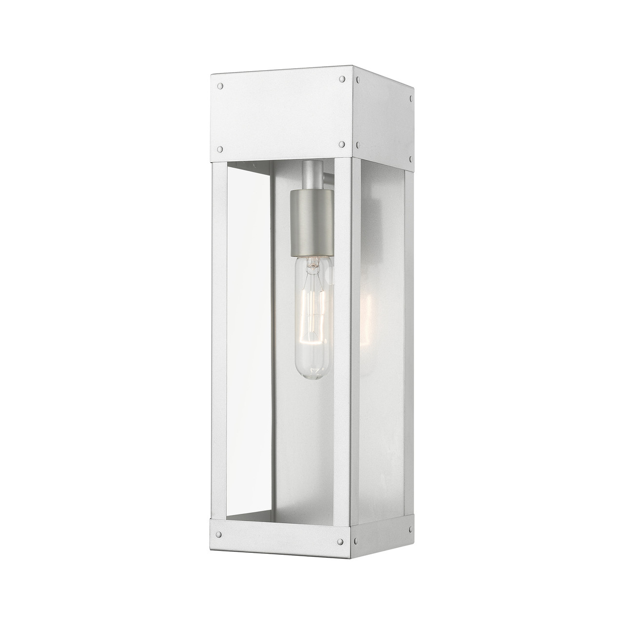 LIVEX LIGHTING 20873-81 1 Light Painted Satin Nickel with Brushed Nickel Candle Outdoor Wall Lantern