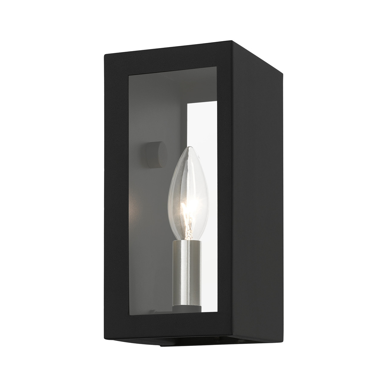 LIVEX LIGHTING 29121-14 1 Light Textured Black with Brushed Nickel Candles Outdoor ADA Small Sconce