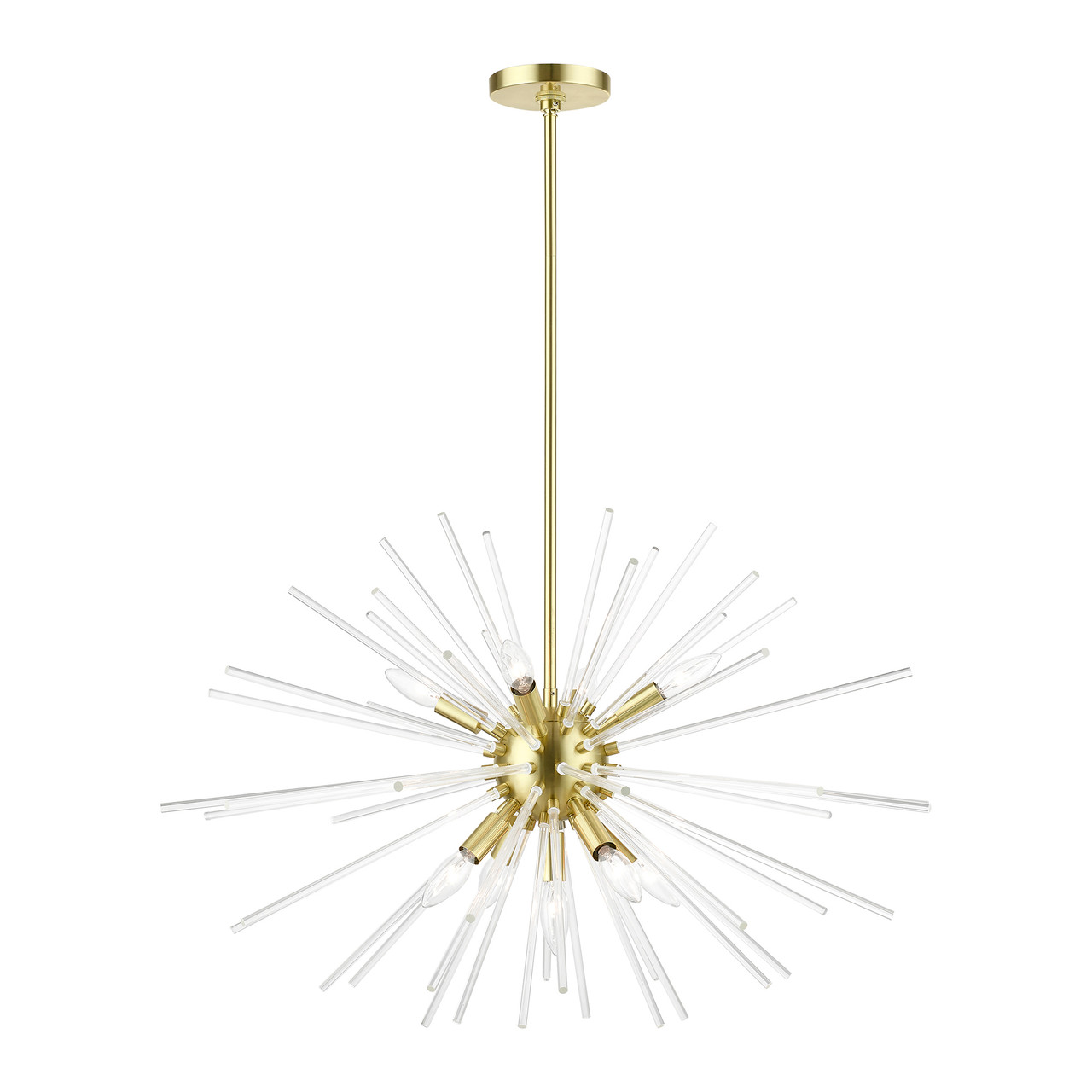 LIVEX LIGHTING 41255-12 9 Light Satin Brass Large Pendant Chandelier