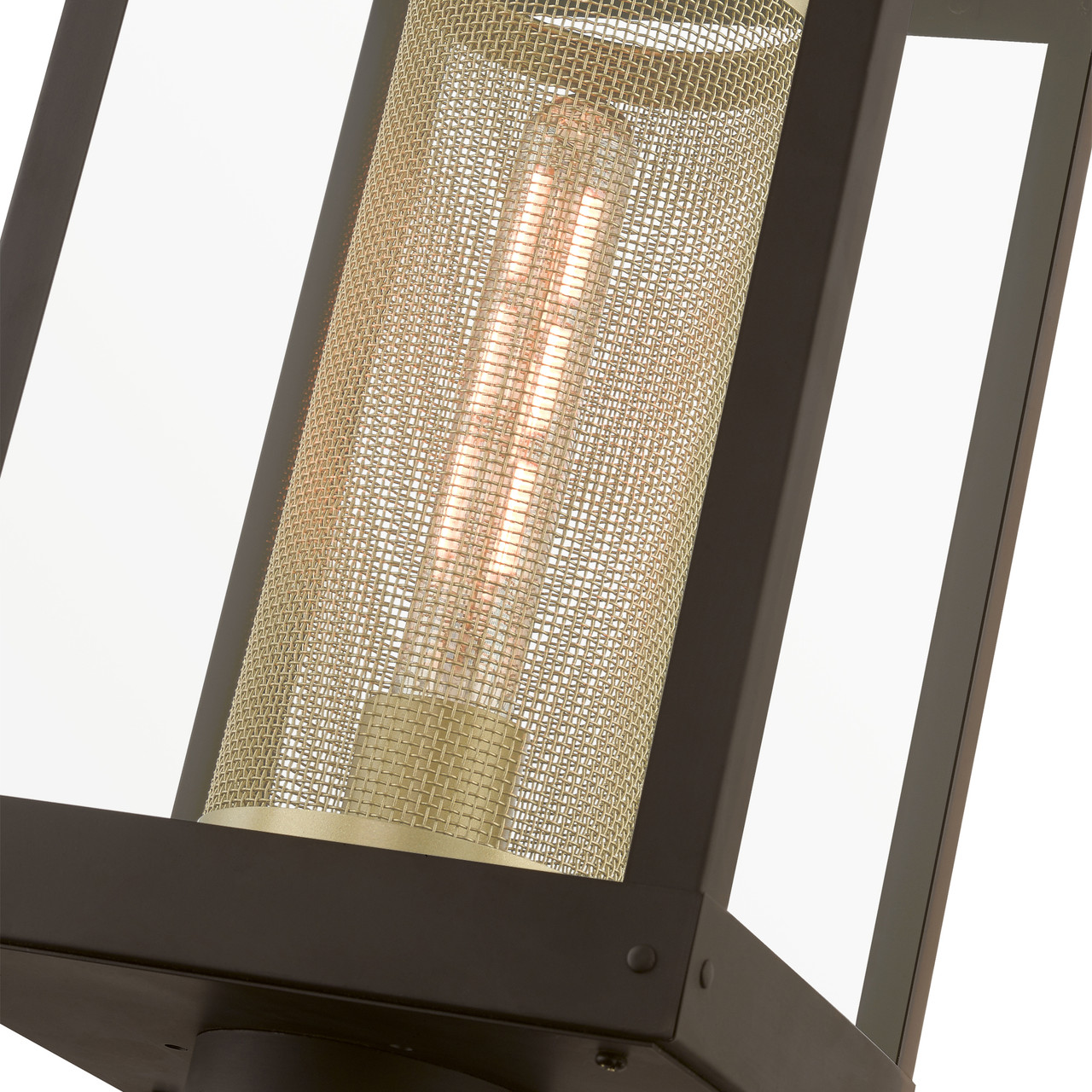LIVEX LIGHTING 20763-07 1 Light Bronze with Soft Gold Candle Outdoor Post Top Lantern