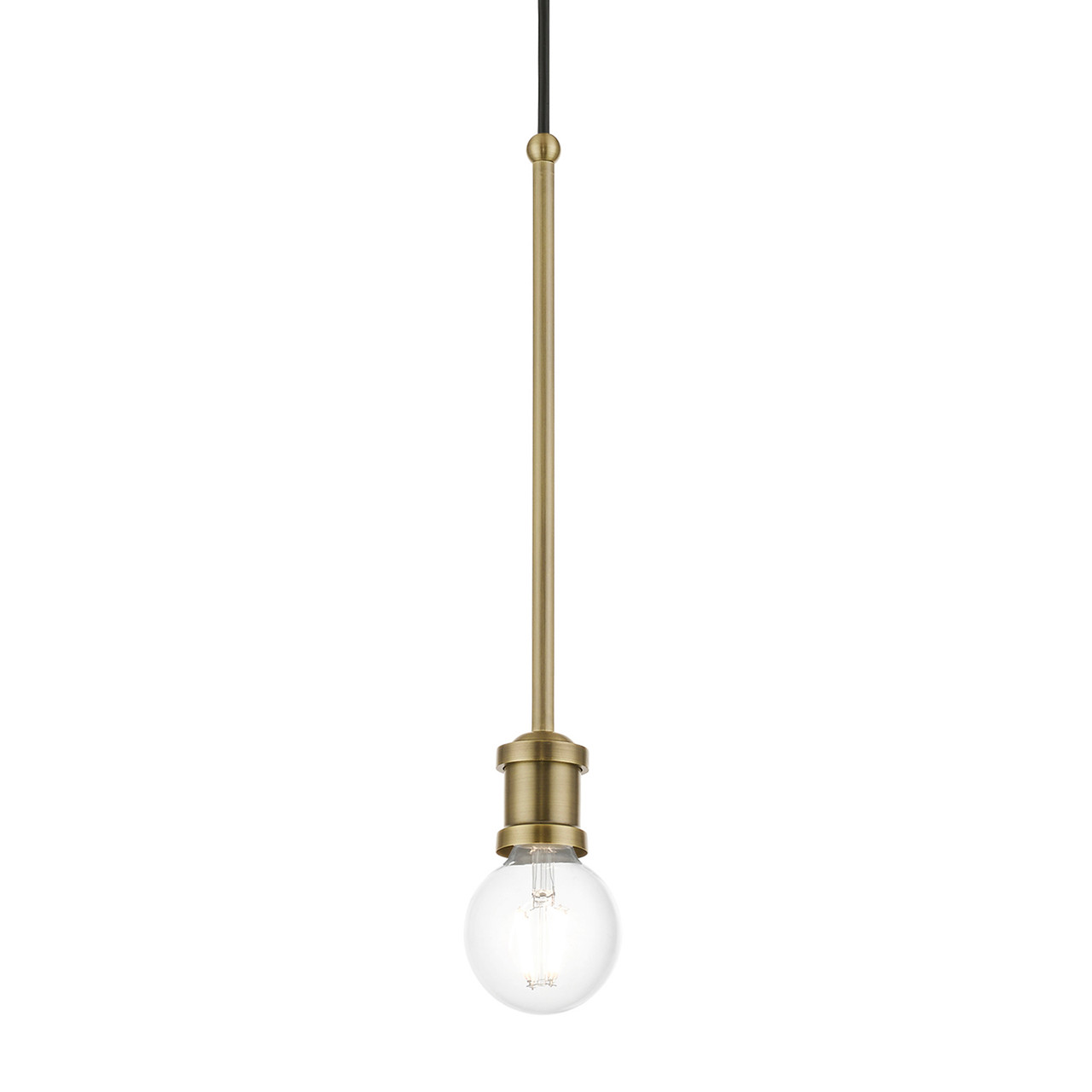 LIVEX LIGHTING 47161-01 1 Light Antique Brass Single Pendant