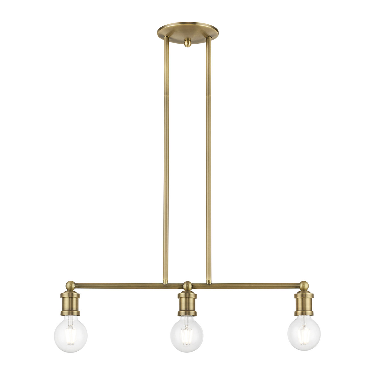 LIVEX LIGHTING 47163-01 3 Light Antique Brass Linear Chandelier