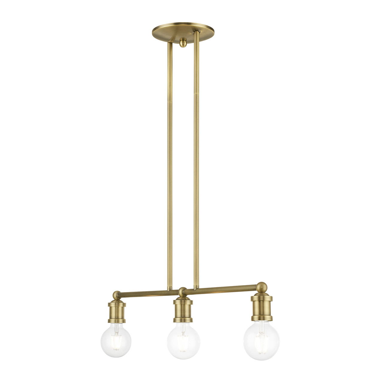 LIVEX LIGHTING 47163-01 3 Light Antique Brass Linear Chandelier