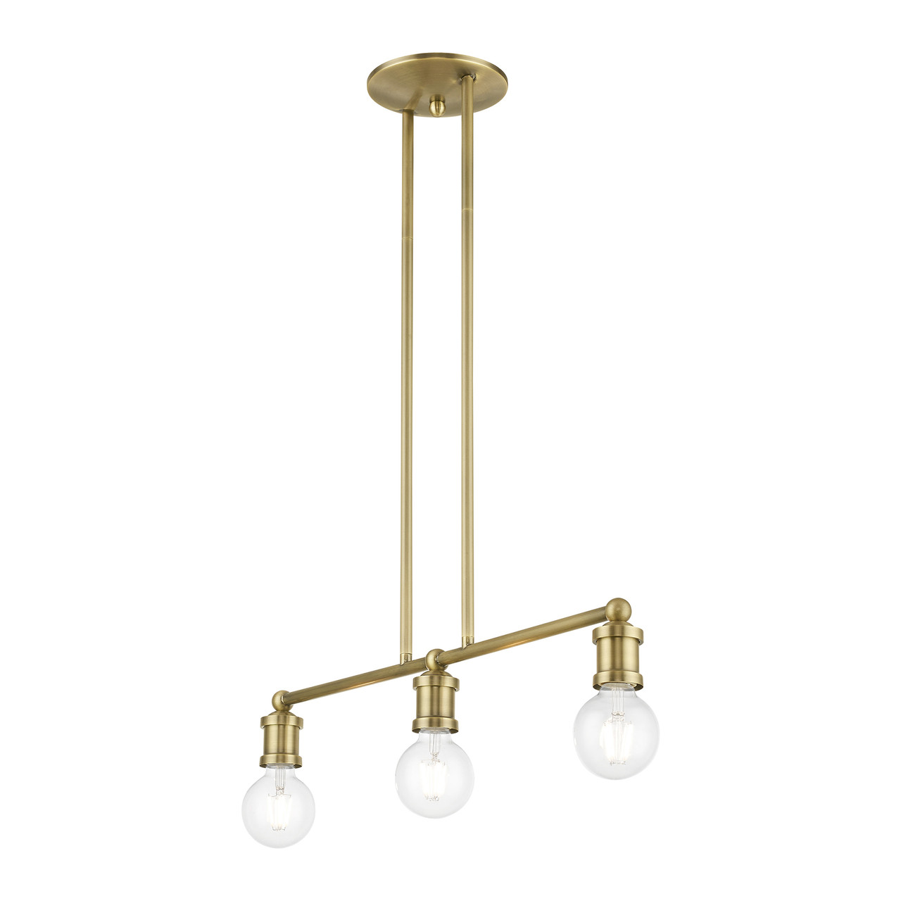 LIVEX LIGHTING 47163-01 3 Light Antique Brass Linear Chandelier