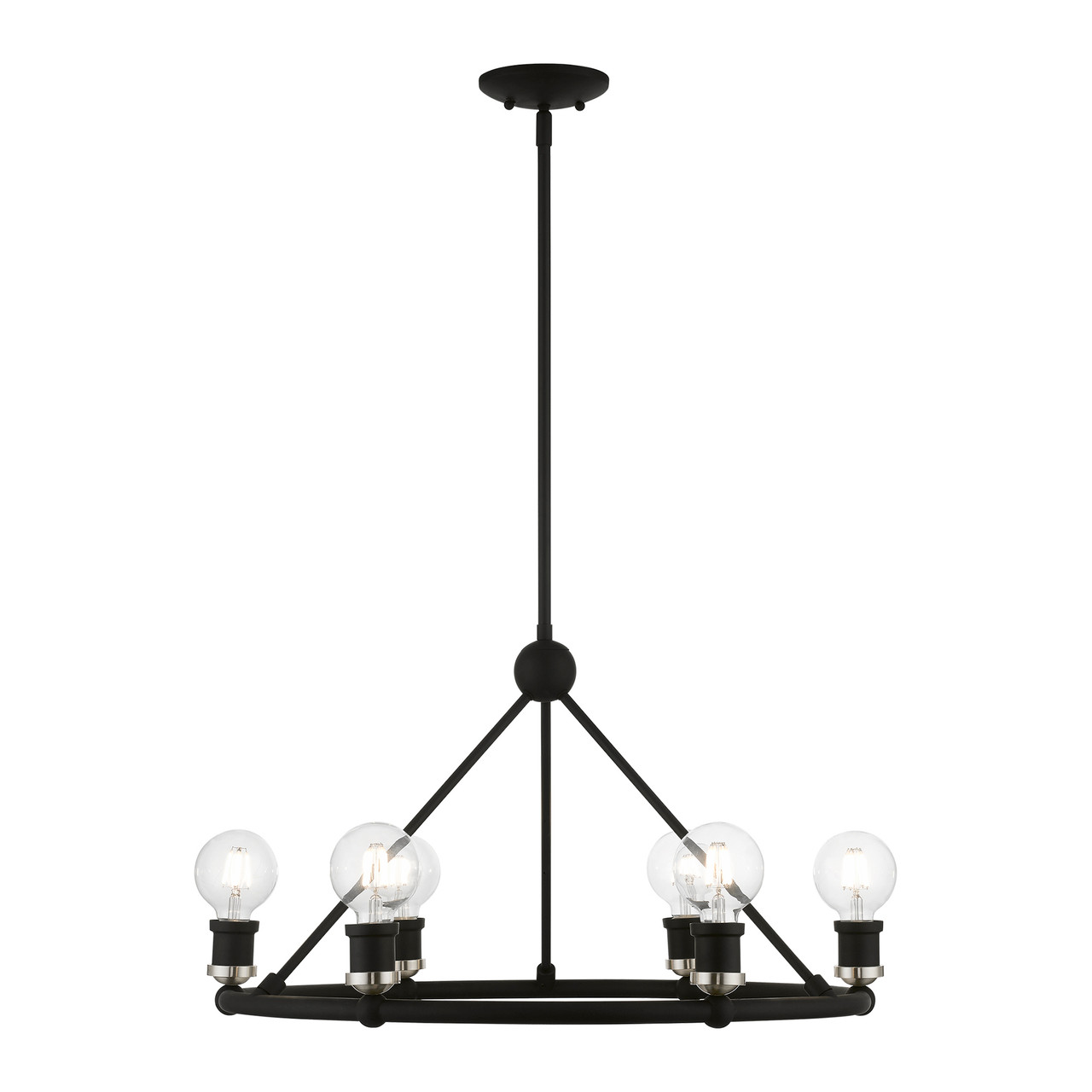 LIVEX LIGHTING 47166-04 6 Light Black with Brushed Nickel Accents Chandelier