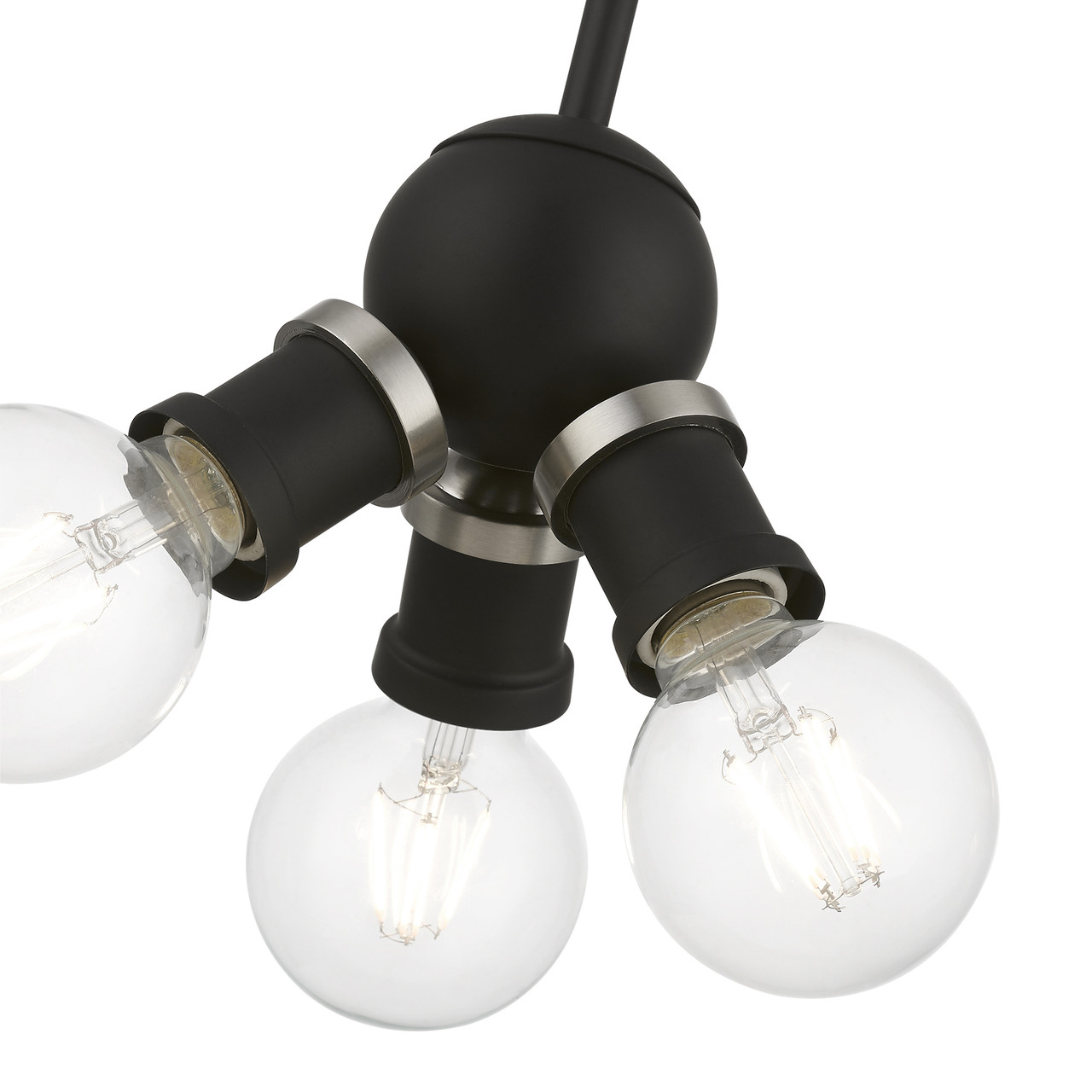LIVEX LIGHTING 47164-04 3 Light Black with Brushed Nickel Accents Pendant