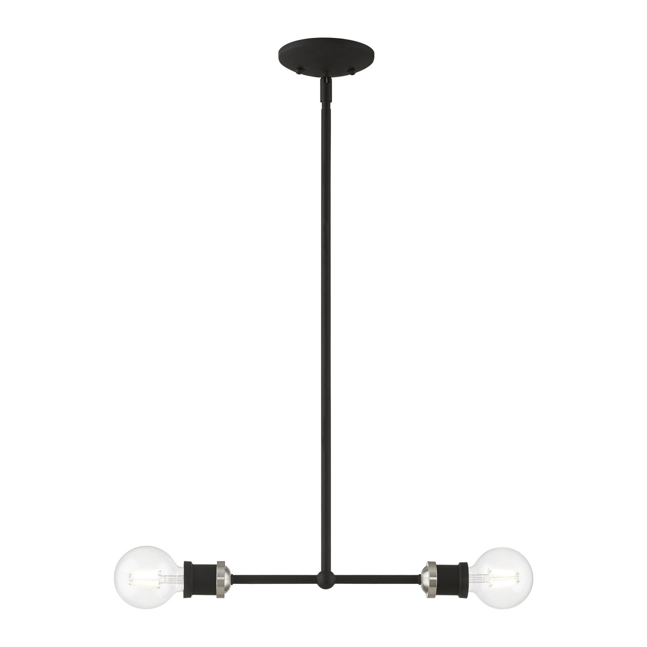 LIVEX LIGHTING 47162-04 2 Light Black with Brushed Nickel Accents Linear Chandelier